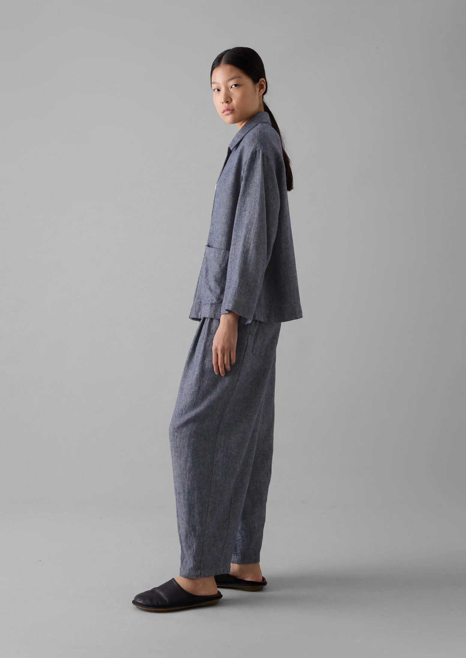 Minako Cotton Linen Twill Trousers | Indigo Blue sold by TOAST product image thumbnail 4