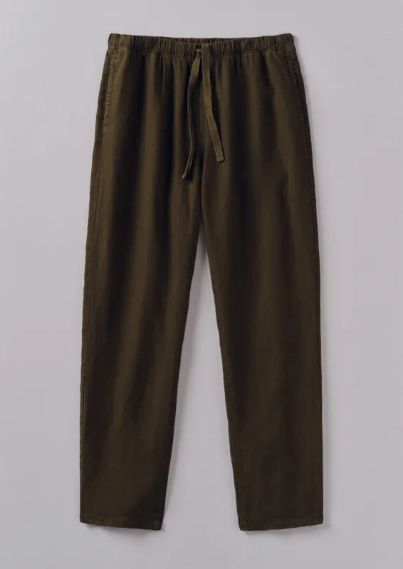 Alfie Garment Dyed Linen Trousers | Olive sold by TOAST