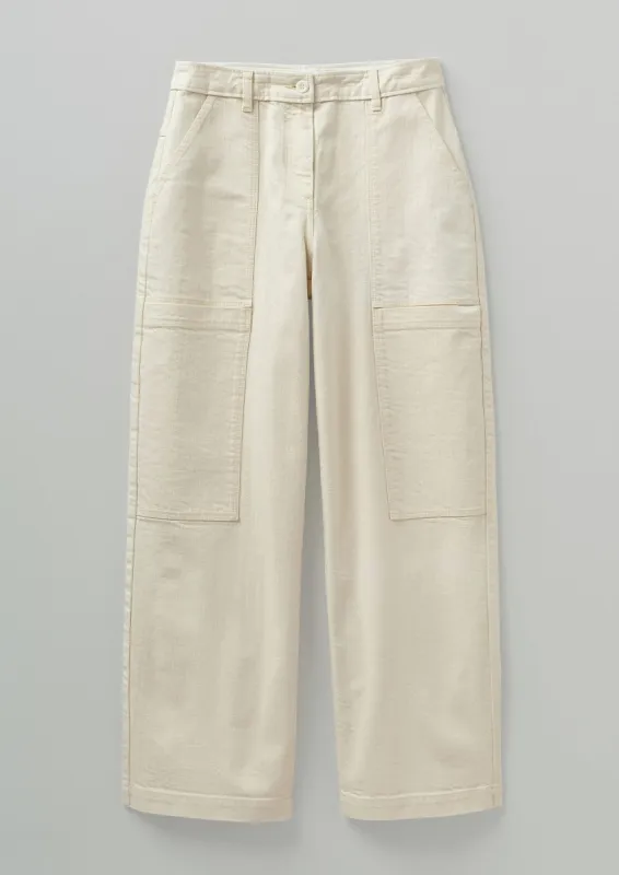 Ecru Denim Patch Pocket Trousers | Ecru sold by TOAST