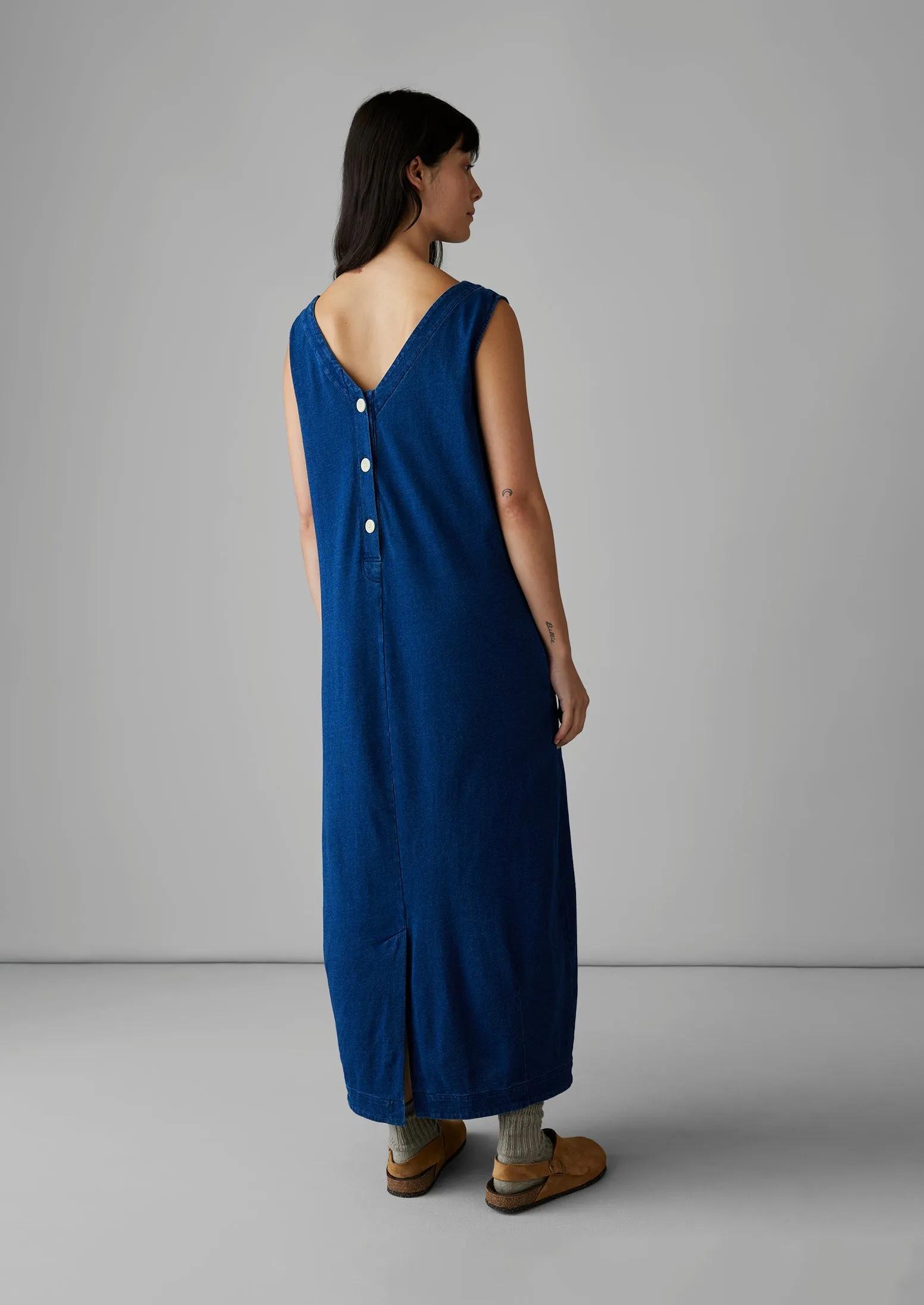 V-Neck Cotton Jersey Dress | Washed Indigo sold by TOAST product image thumbnail 5