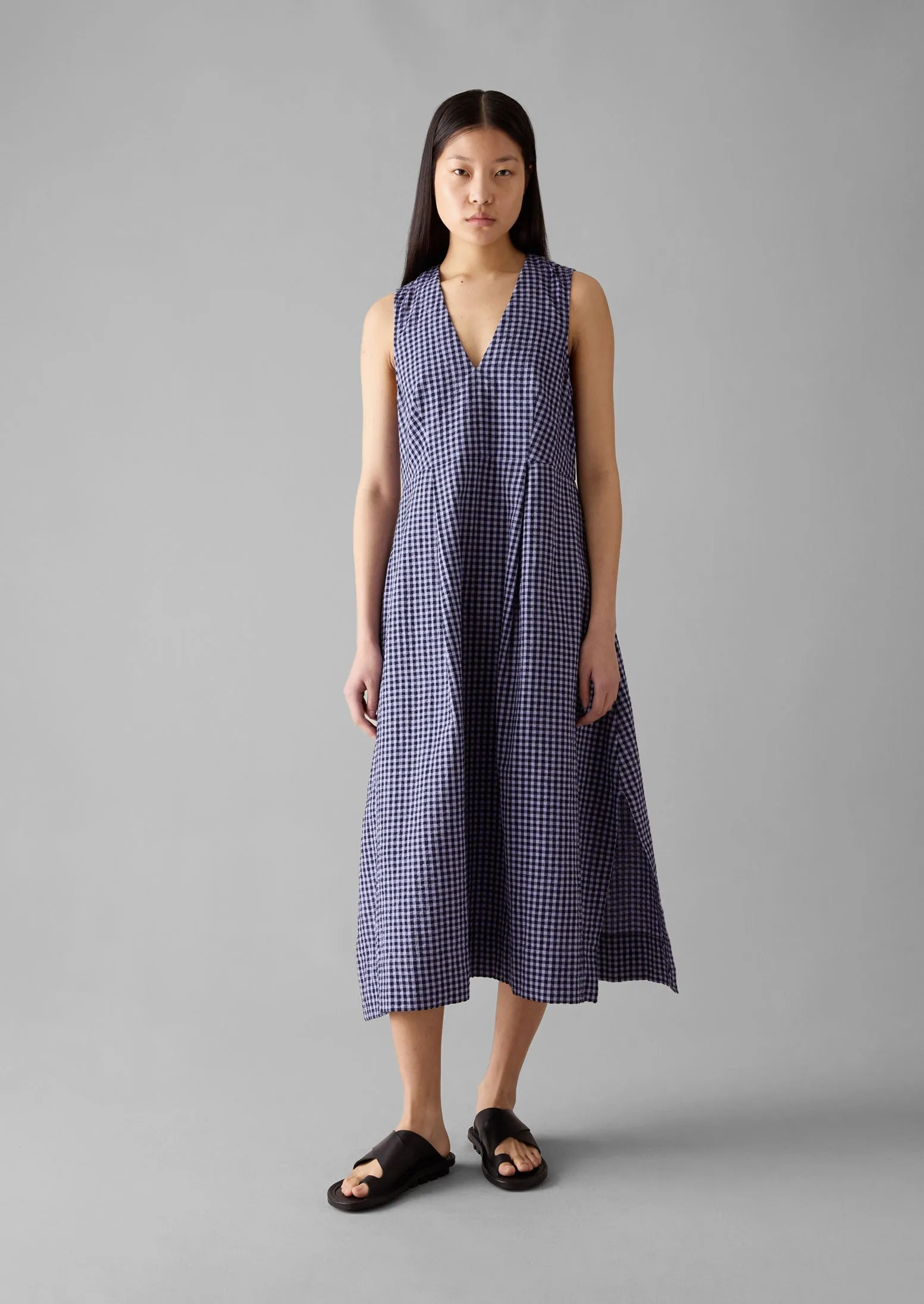 Cotton Gingham Seersucker Dress | Lilac sold by TOAST product image thumbnail 2