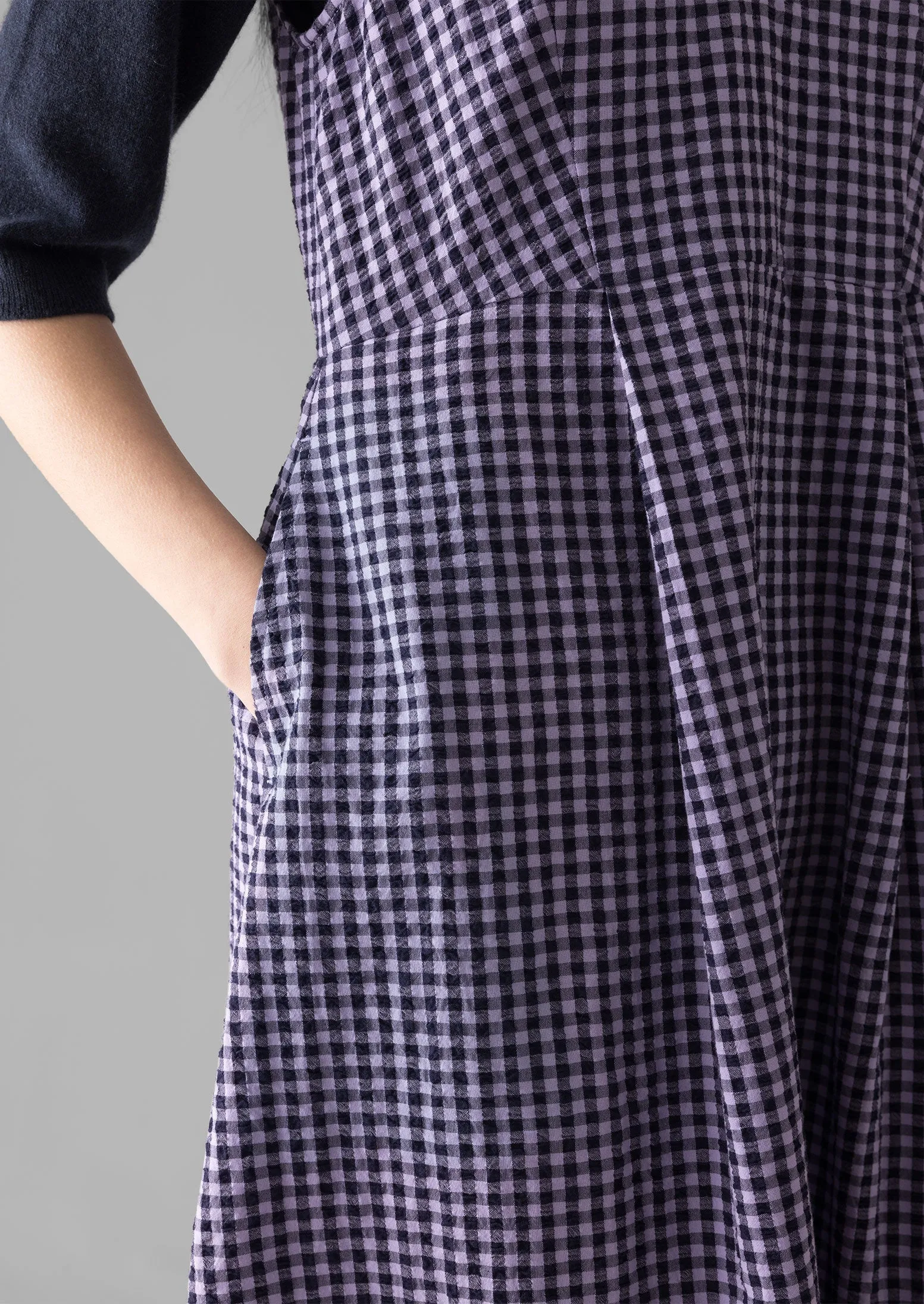 Cotton Gingham Seersucker Dress | Lilac sold by TOAST product image thumbnail 3