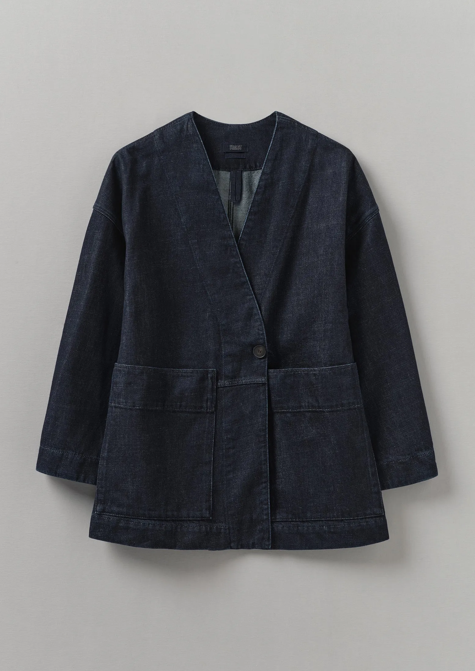Indigo Denim Wrap Jacket | Indigo sold by TOAST