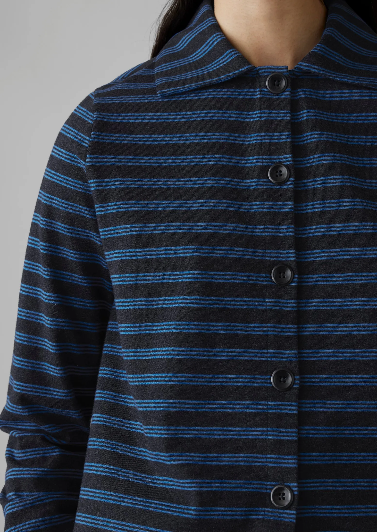 Stripe Organic Cotton Jersey Shirt | Midnight/Lapis sold by TOAST product image thumbnail 4