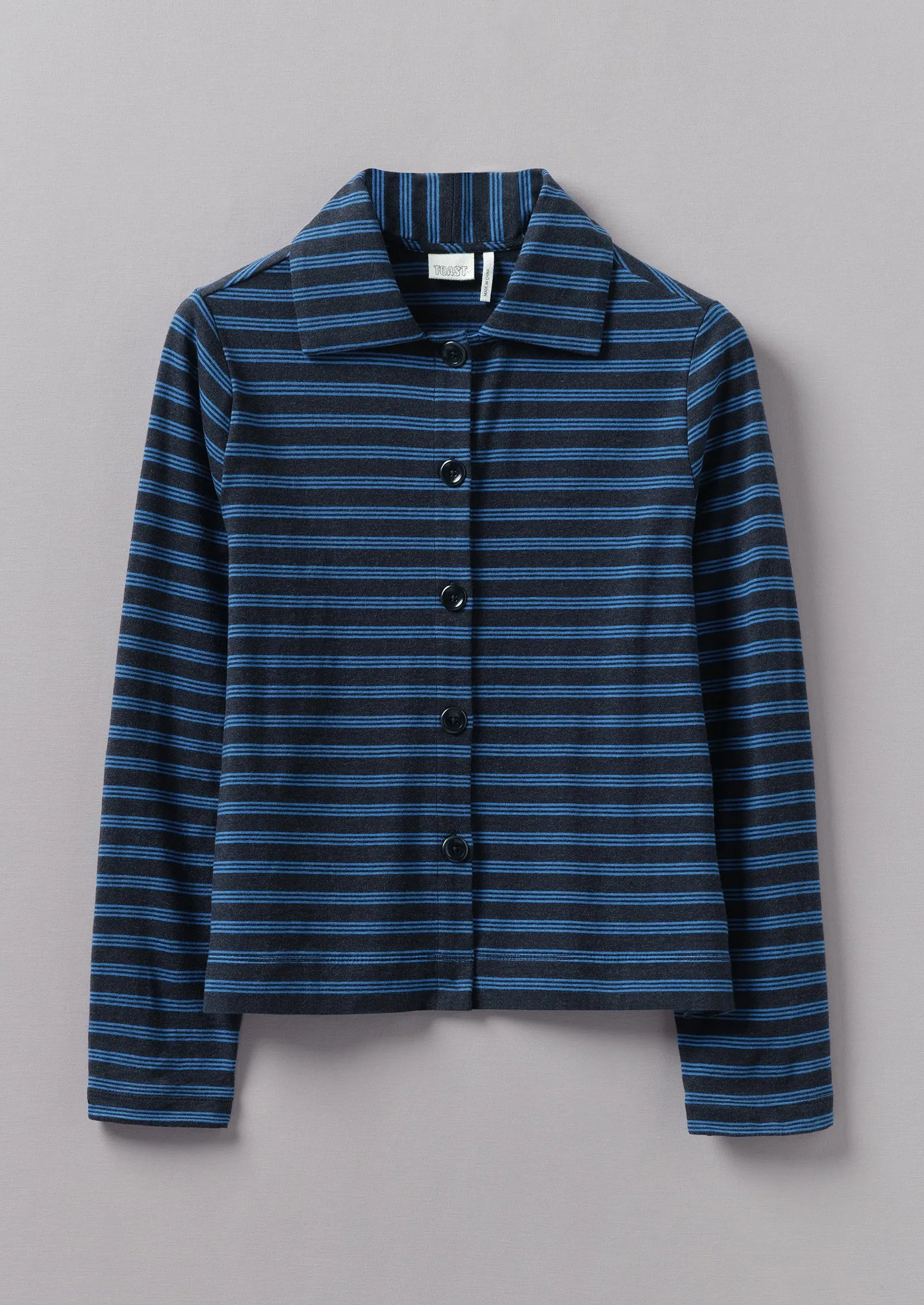 Stripe Organic Cotton Jersey Shirt | Midnight/Lapis sold by TOAST