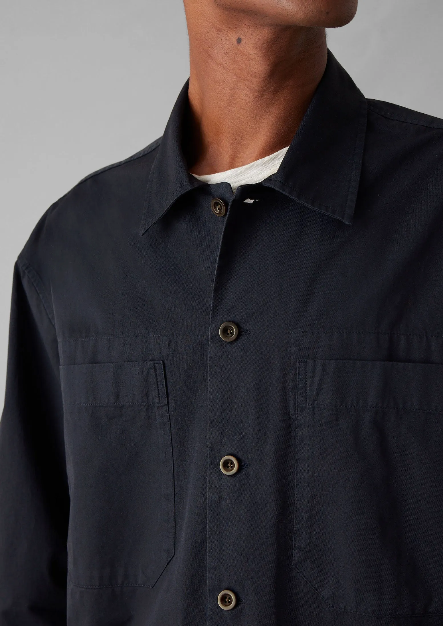 Garment Dyed Cotton Twill Shirt | Navy sold by TOAST product image thumbnail 3