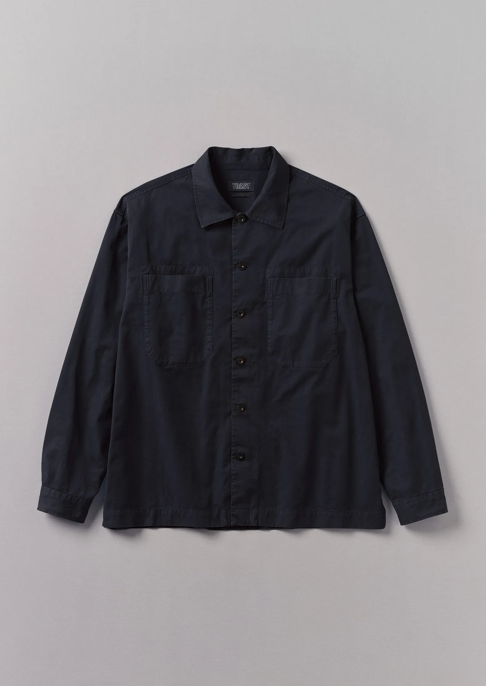 Garment Dyed Cotton Twill Shirt | Navy sold by TOAST