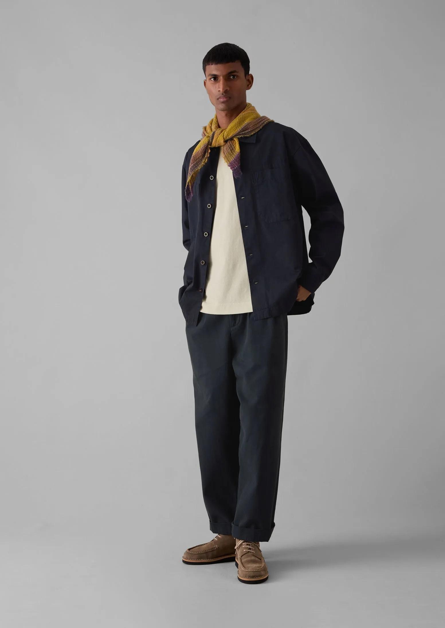 Garment Dyed Cotton Twill Shirt | Navy sold by TOAST product image thumbnail 5