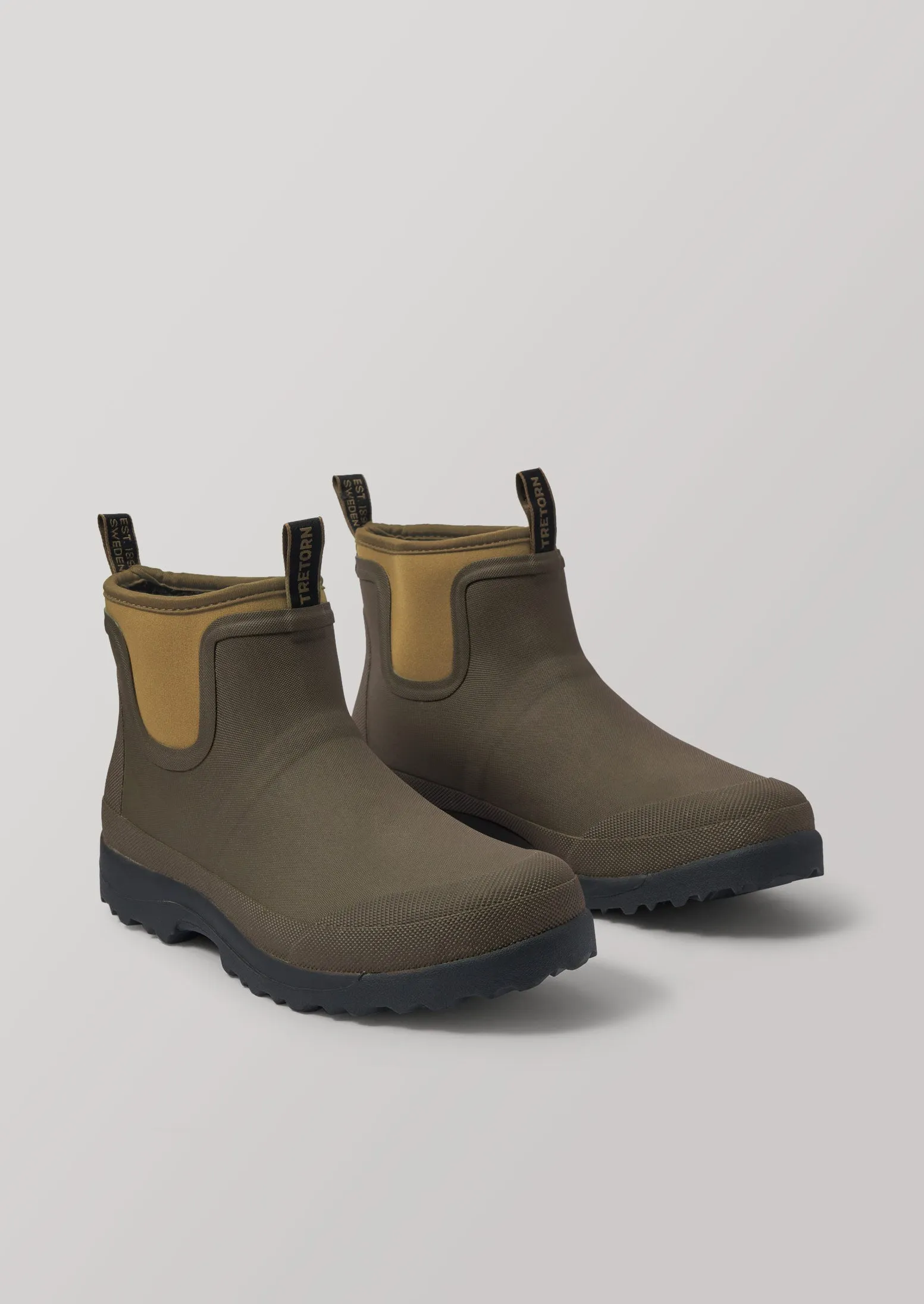 Tretorn Low Neo Winter Boots | Brown/Olive sold by TOAST