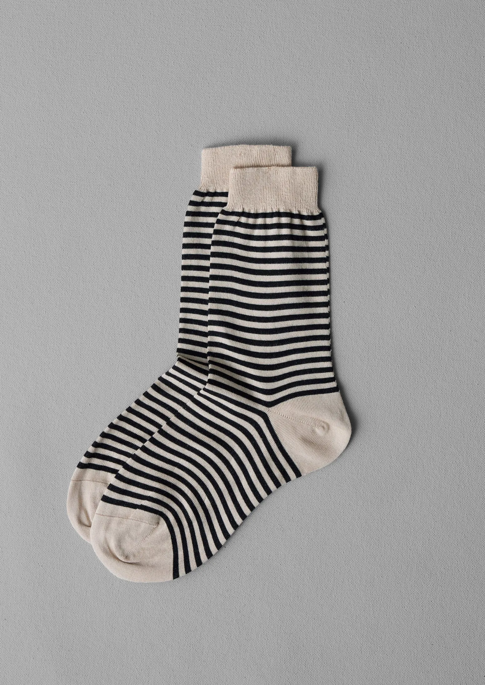 Maria La Rosa Stripe Cotton Socks | Black/Ecru sold by TOAST