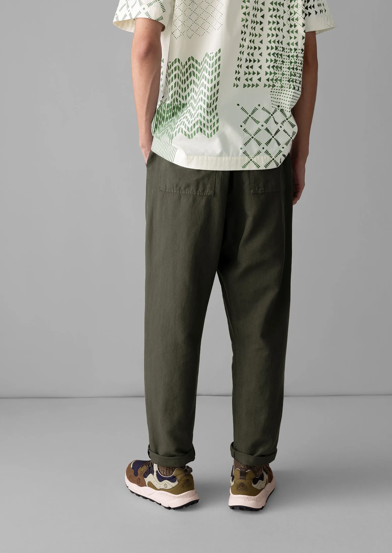 Alfie Garment Dyed Herringbone Trousers | Dark Moss sold by TOAST product image thumbnail 5