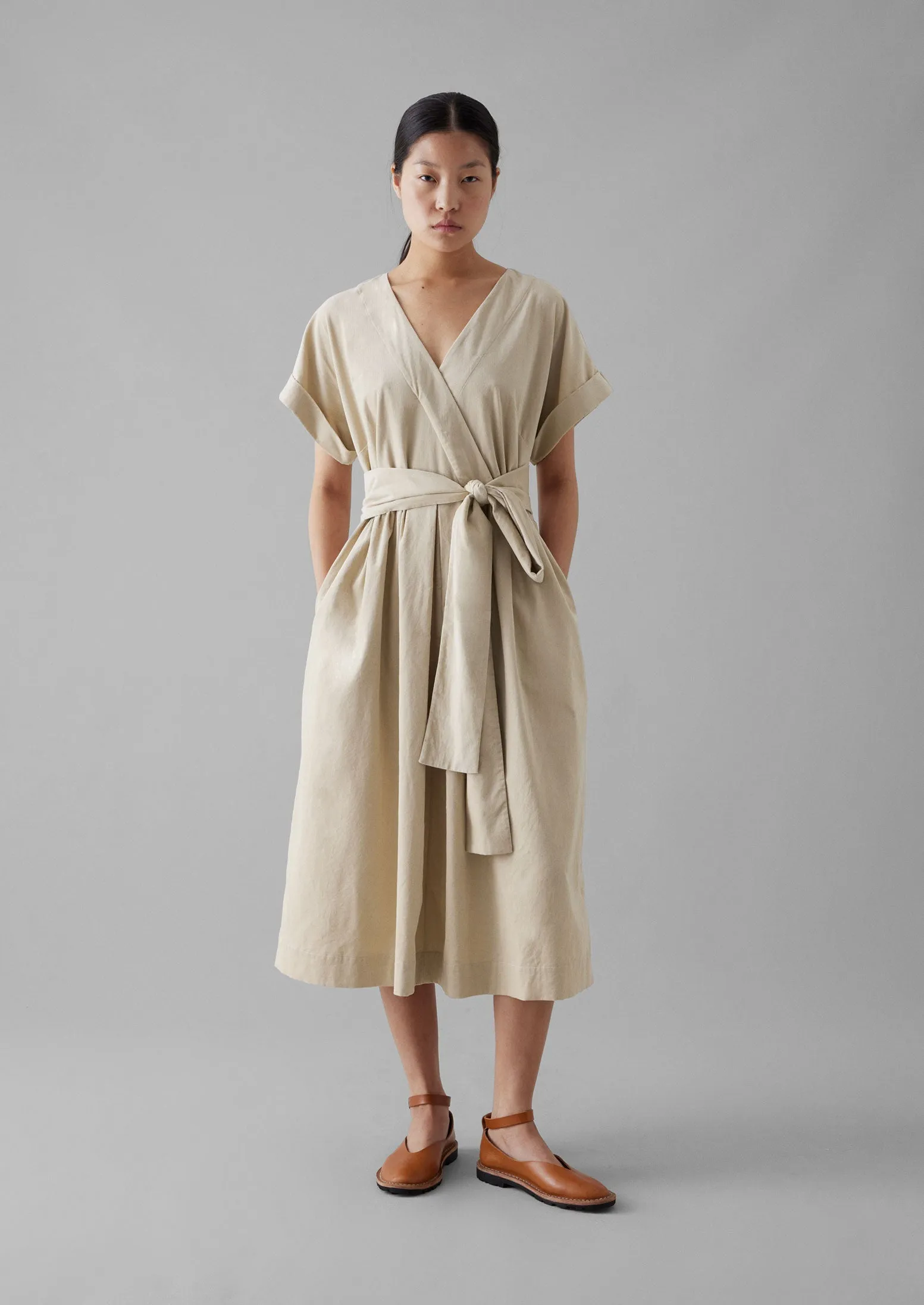 Needlecord Wrap Front Dress | Moonstone sold by TOAST product image thumbnail 2