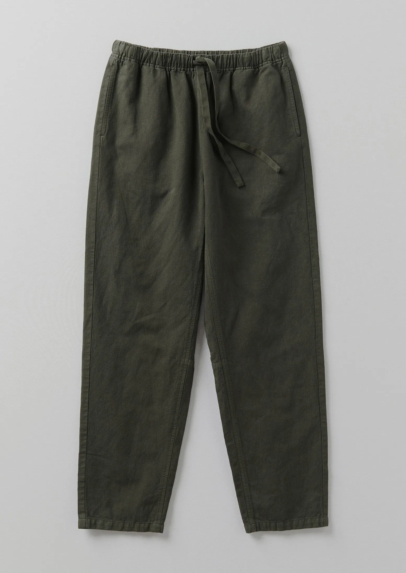 Alfie Garment Dyed Herringbone Trousers | Dark Moss sold by TOAST