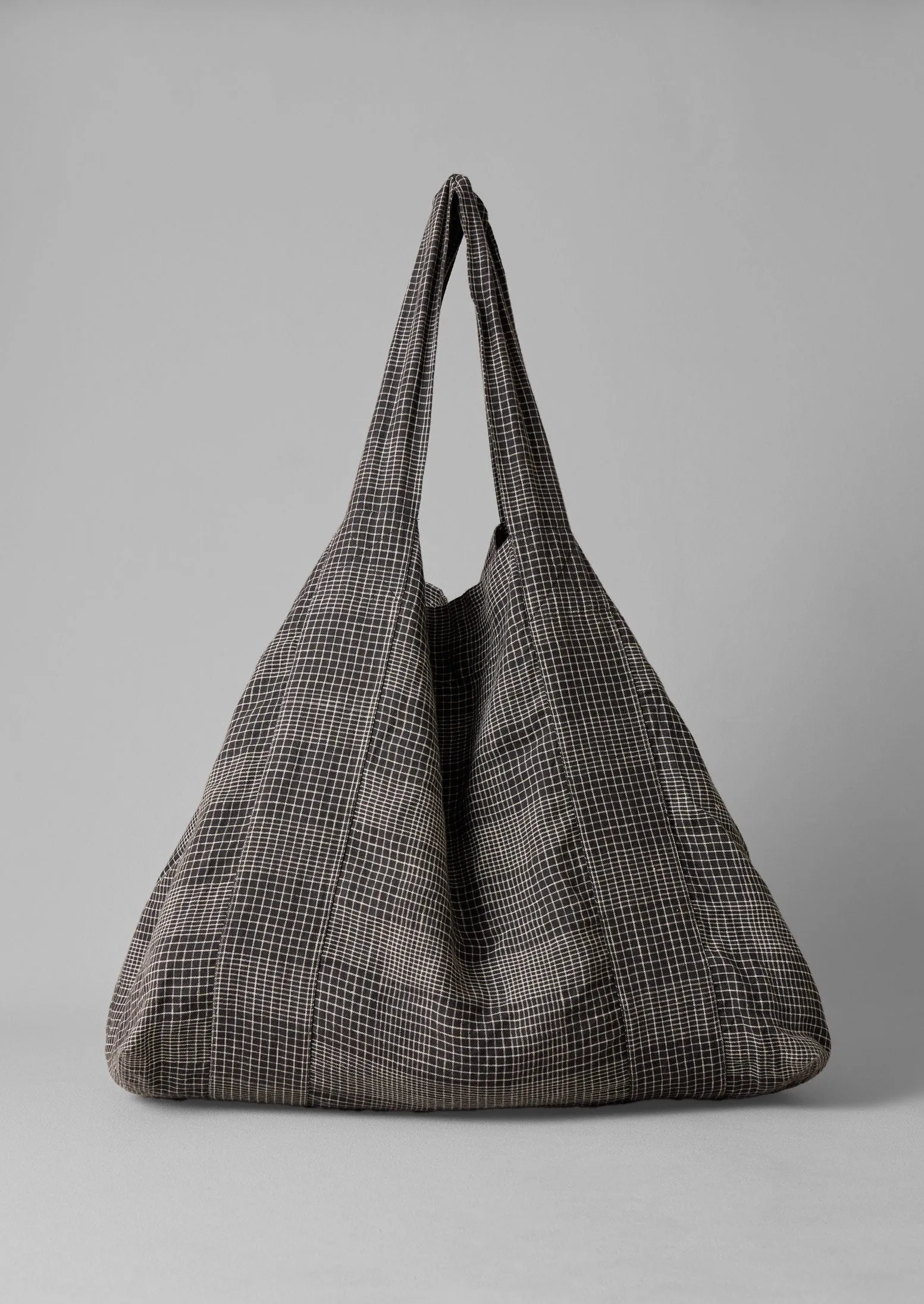 Etched Check Linen Bag | Slate sold by TOAST
