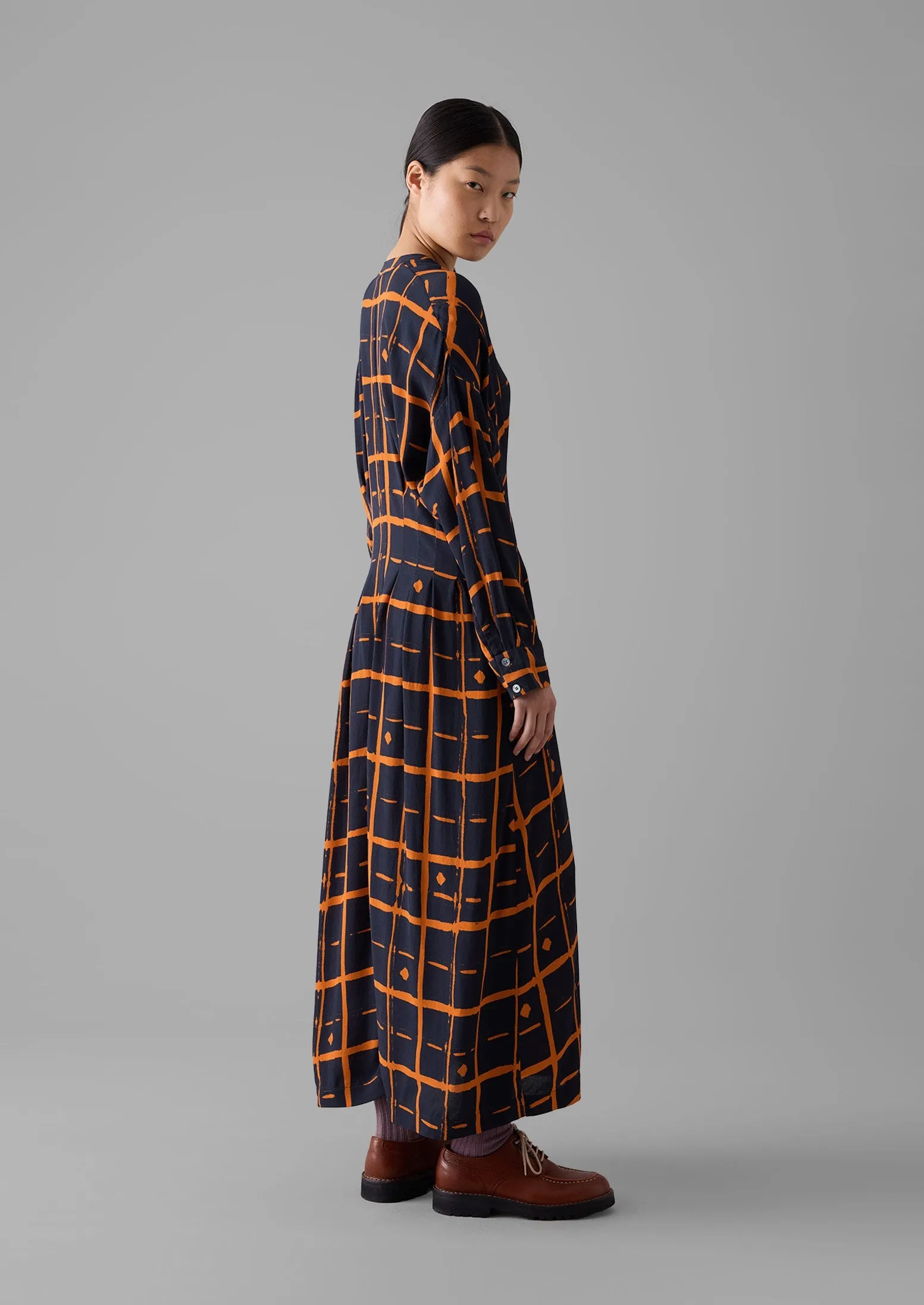 Diamond Dot Print Fluid Dress | Dark Navy sold by TOAST product image thumbnail 2