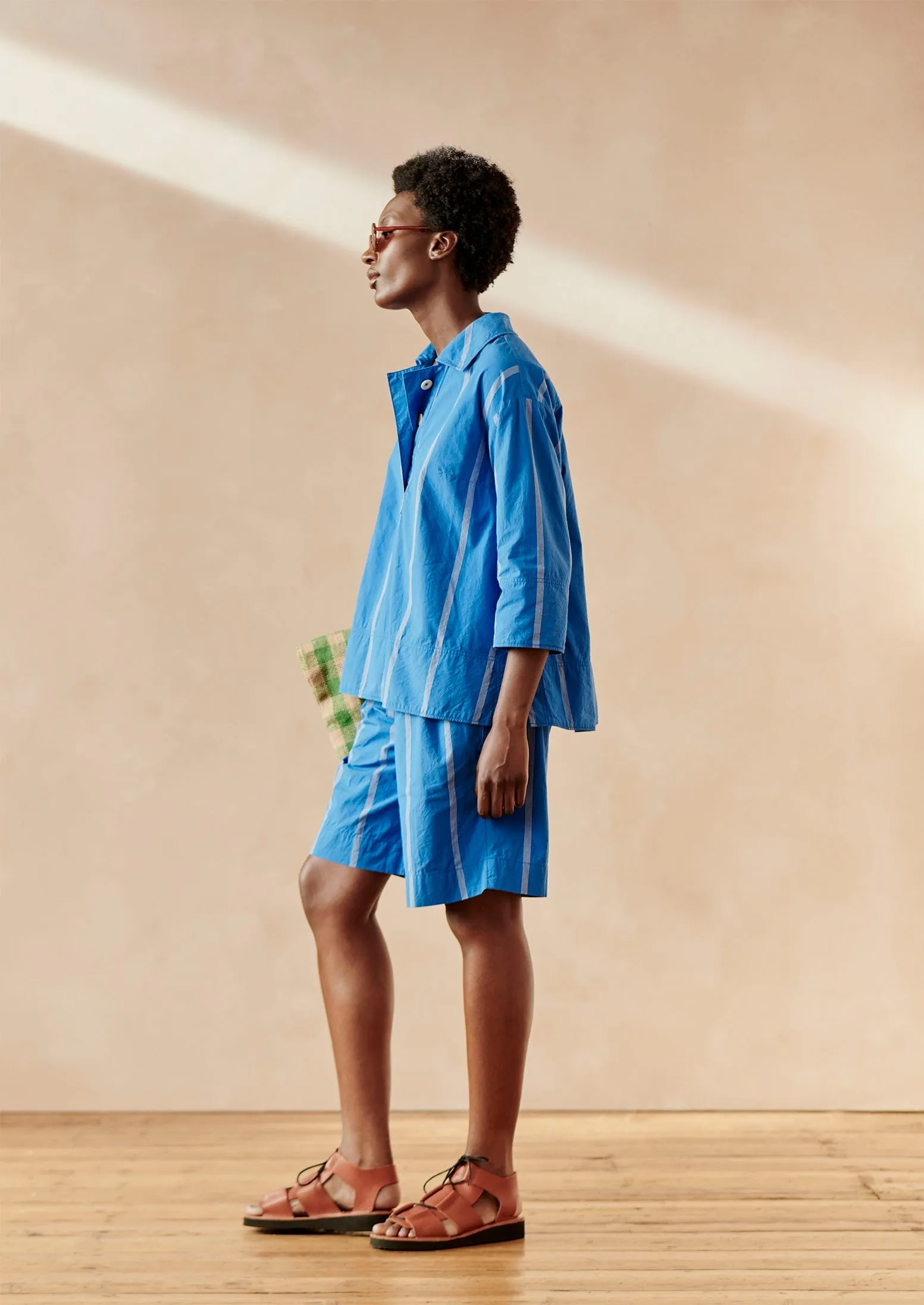 Summer Camp Stripe Cotton Smock | Enamel Blue sold by TOAST product image thumbnail 3