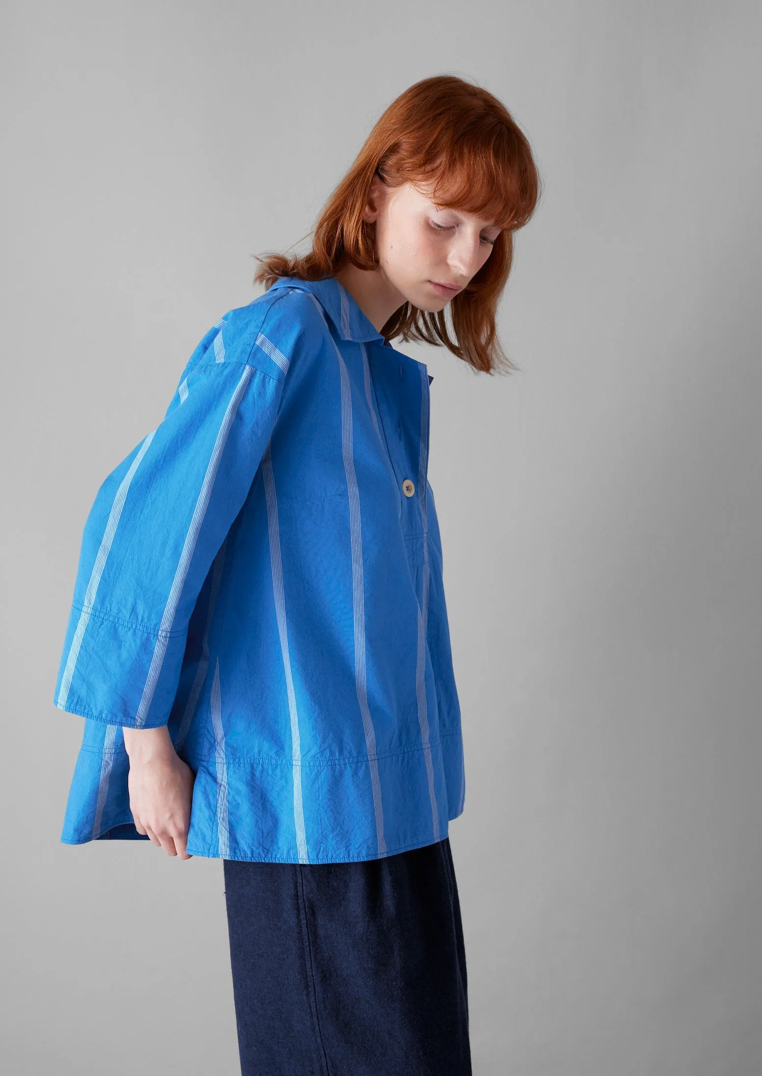 Summer Camp Stripe Cotton Smock | Enamel Blue sold by TOAST product image thumbnail 4