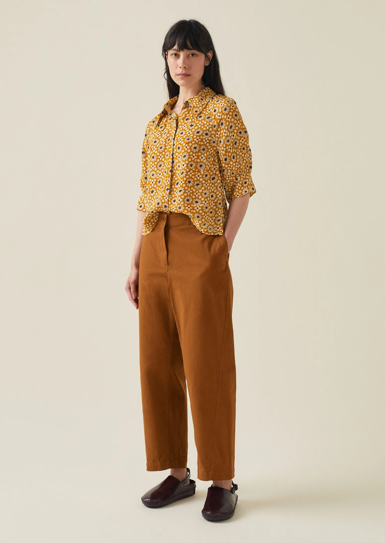 Forward Seam Cotton Twill Trousers | Russet sold by TOAST product image thumbnail 2