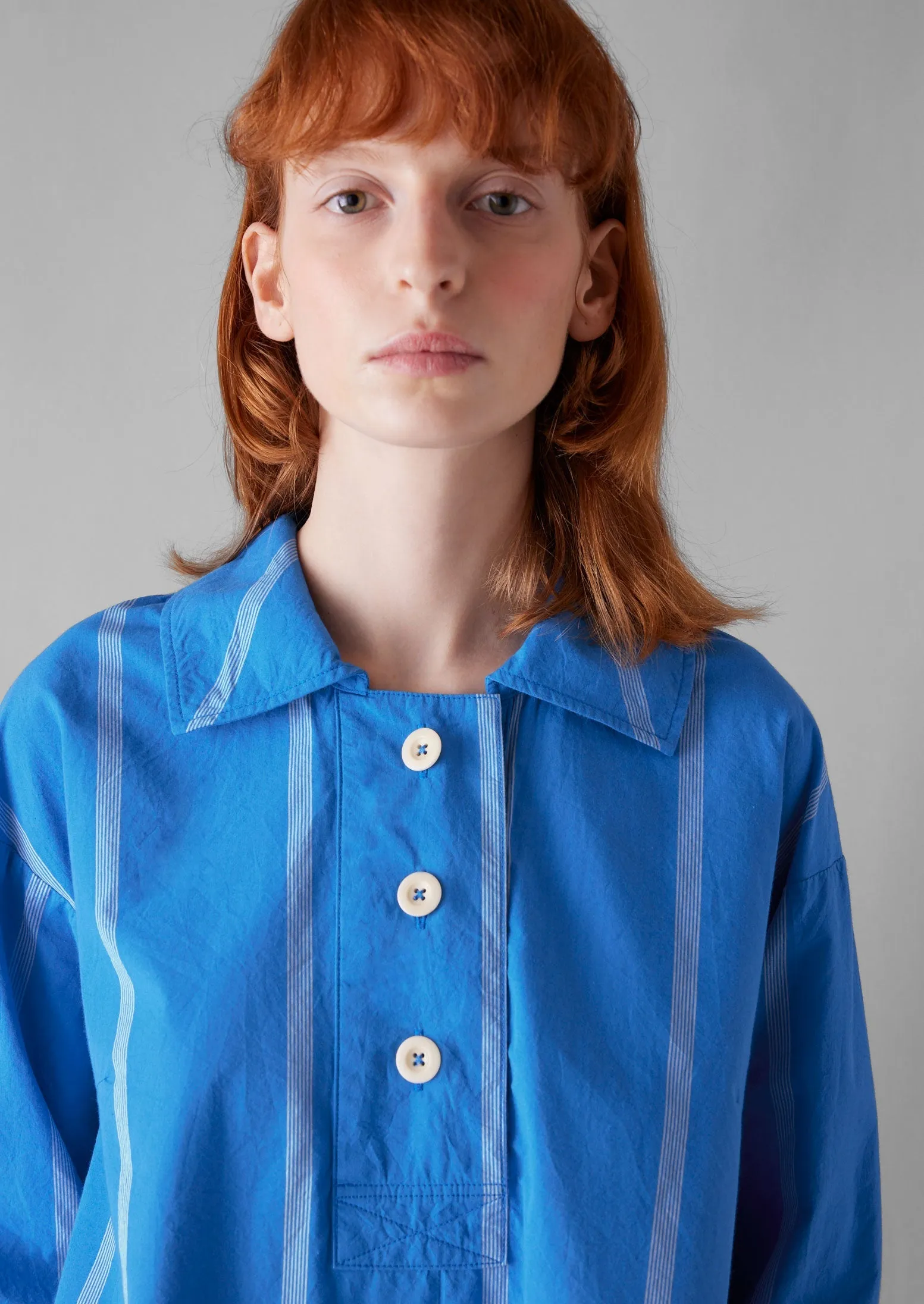 Summer Camp Stripe Cotton Smock | Enamel Blue sold by TOAST product image thumbnail 5