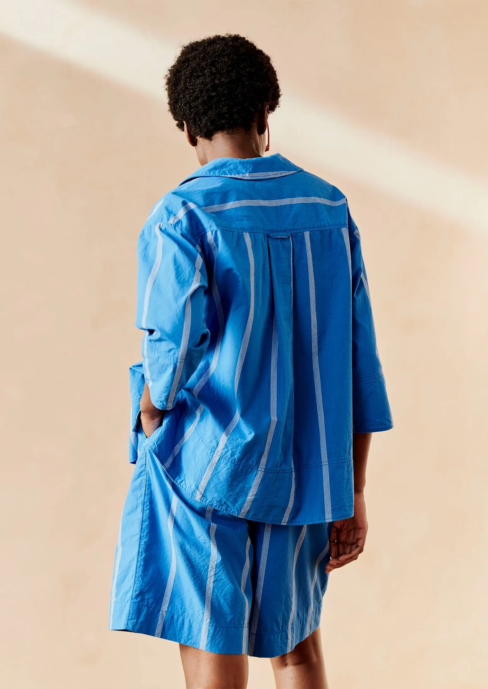 Summer Camp Stripe Cotton Smock | Enamel Blue sold by TOAST product image thumbnail 2