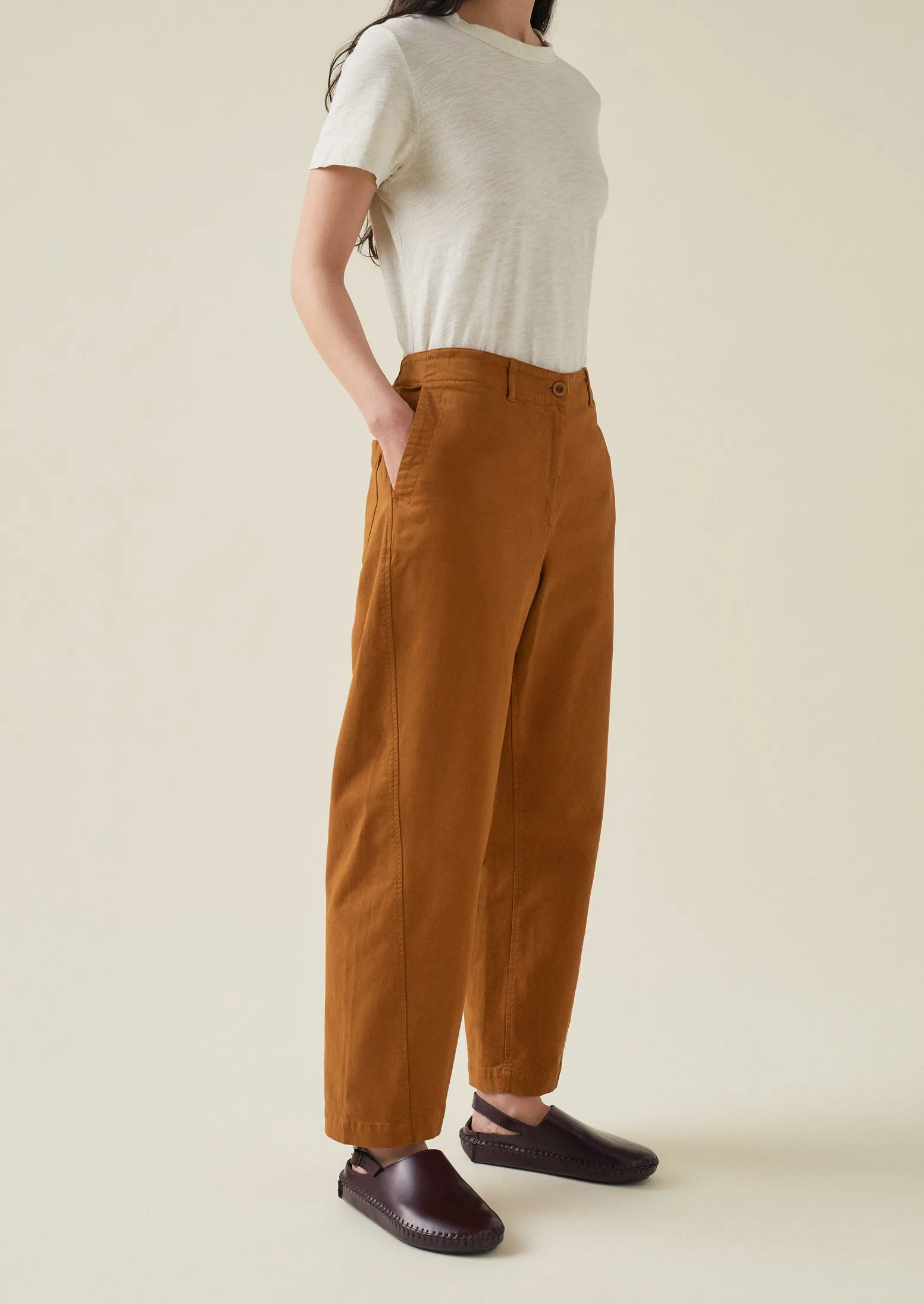 Forward Seam Cotton Twill Trousers | Russet sold by TOAST product image thumbnail 3