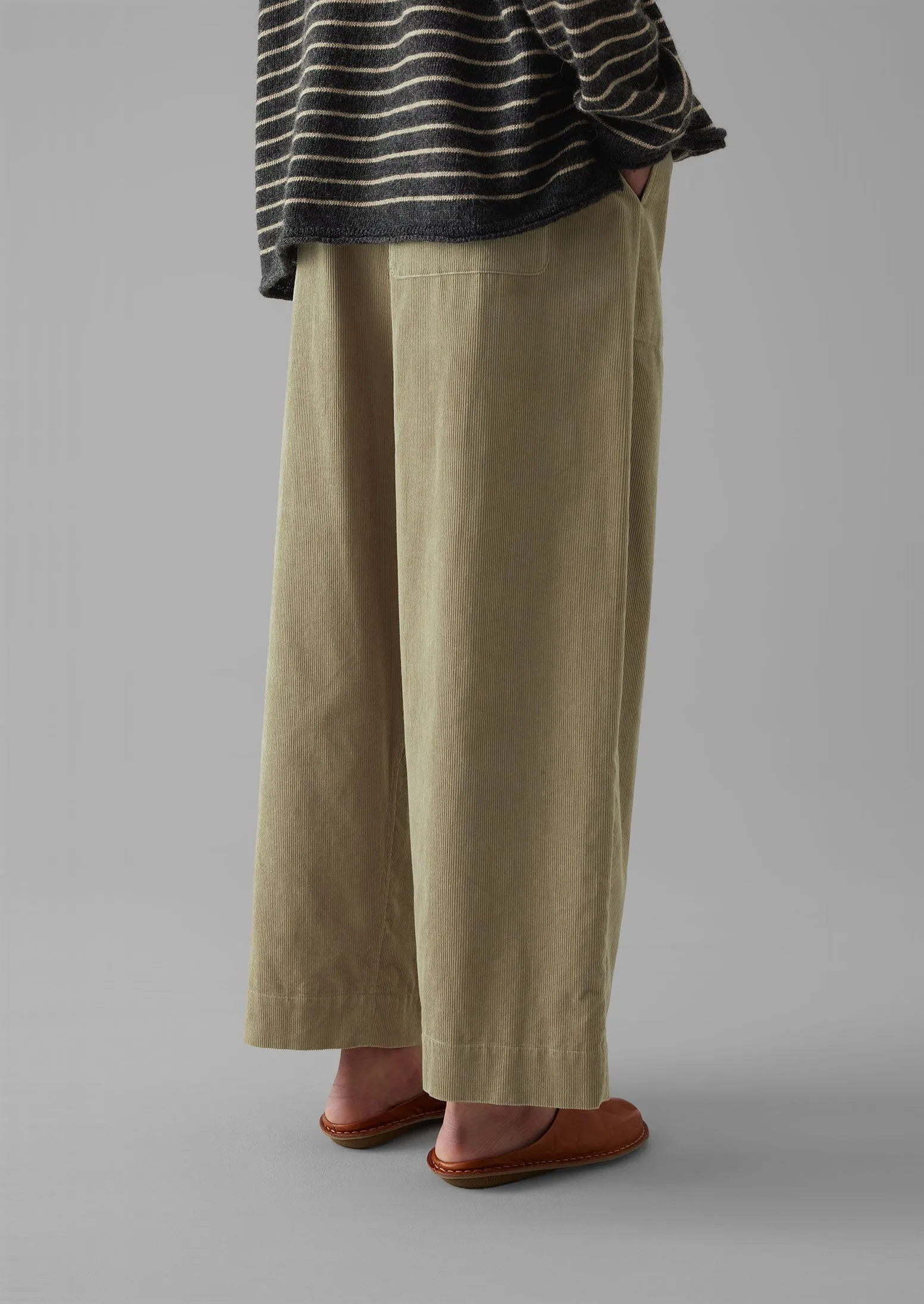 Organic Cord Barrel Leg Trousers | Green Stone sold by TOAST product image thumbnail 4
