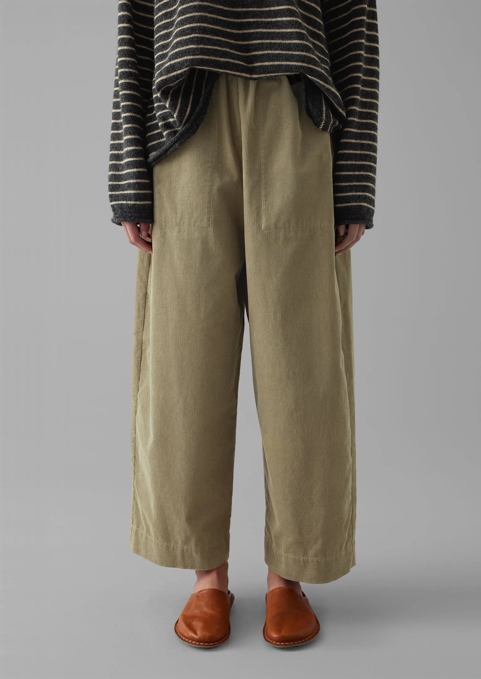 Organic Cord Barrel Leg Trousers | Green Stone sold by TOAST product image thumbnail 3