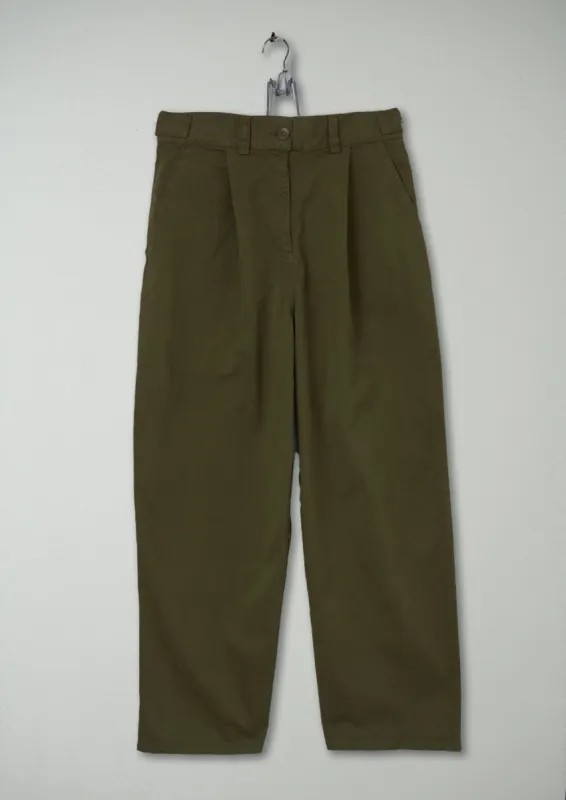 Reworn Cotton Twill Trousers Size 10 (265) | Rich Olive made by TOAST