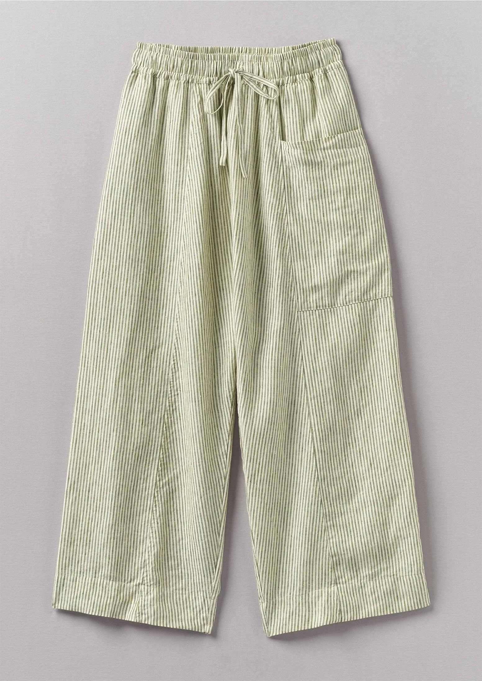 Linen Stripe Pull On Trousers | Olive sold by TOAST