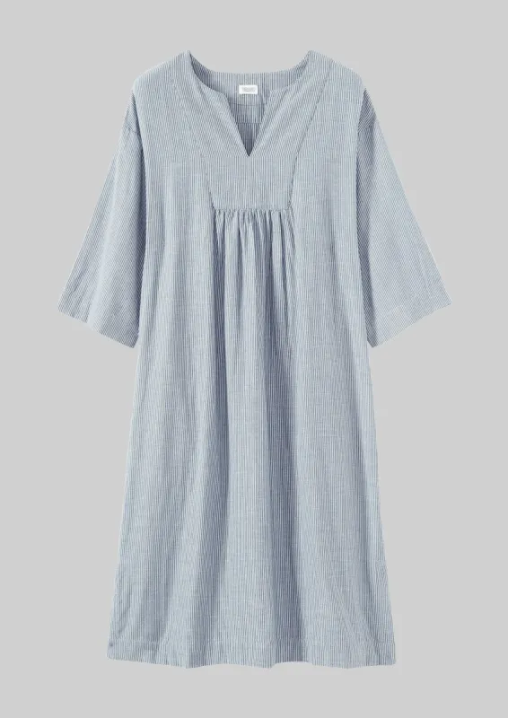 Stripe Double Cotton Dhuggie | Chambray/White sold by TOAST