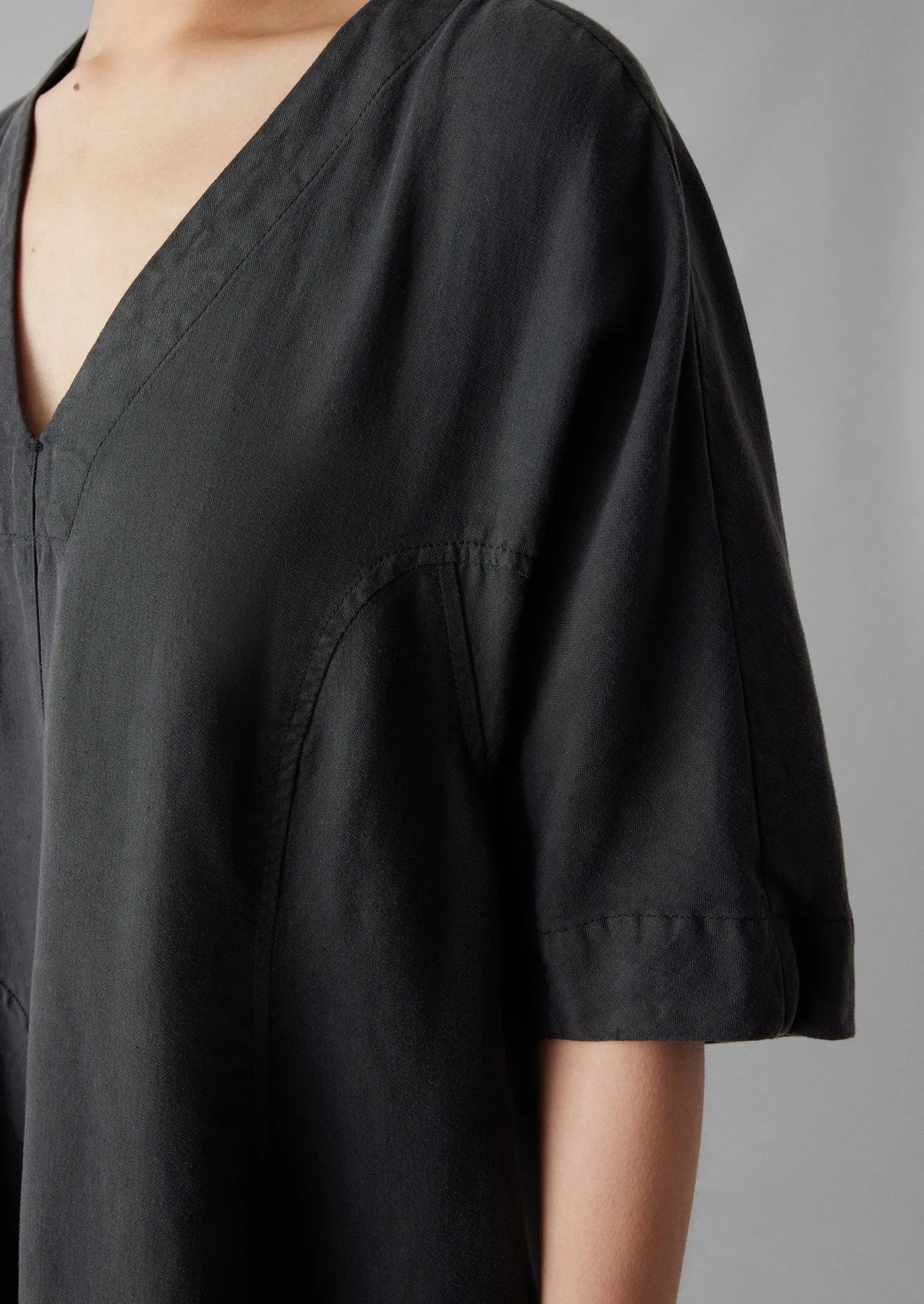 Lyocell Linen Herringbone Panel Dress | Basalt sold by TOAST product image thumbnail 3