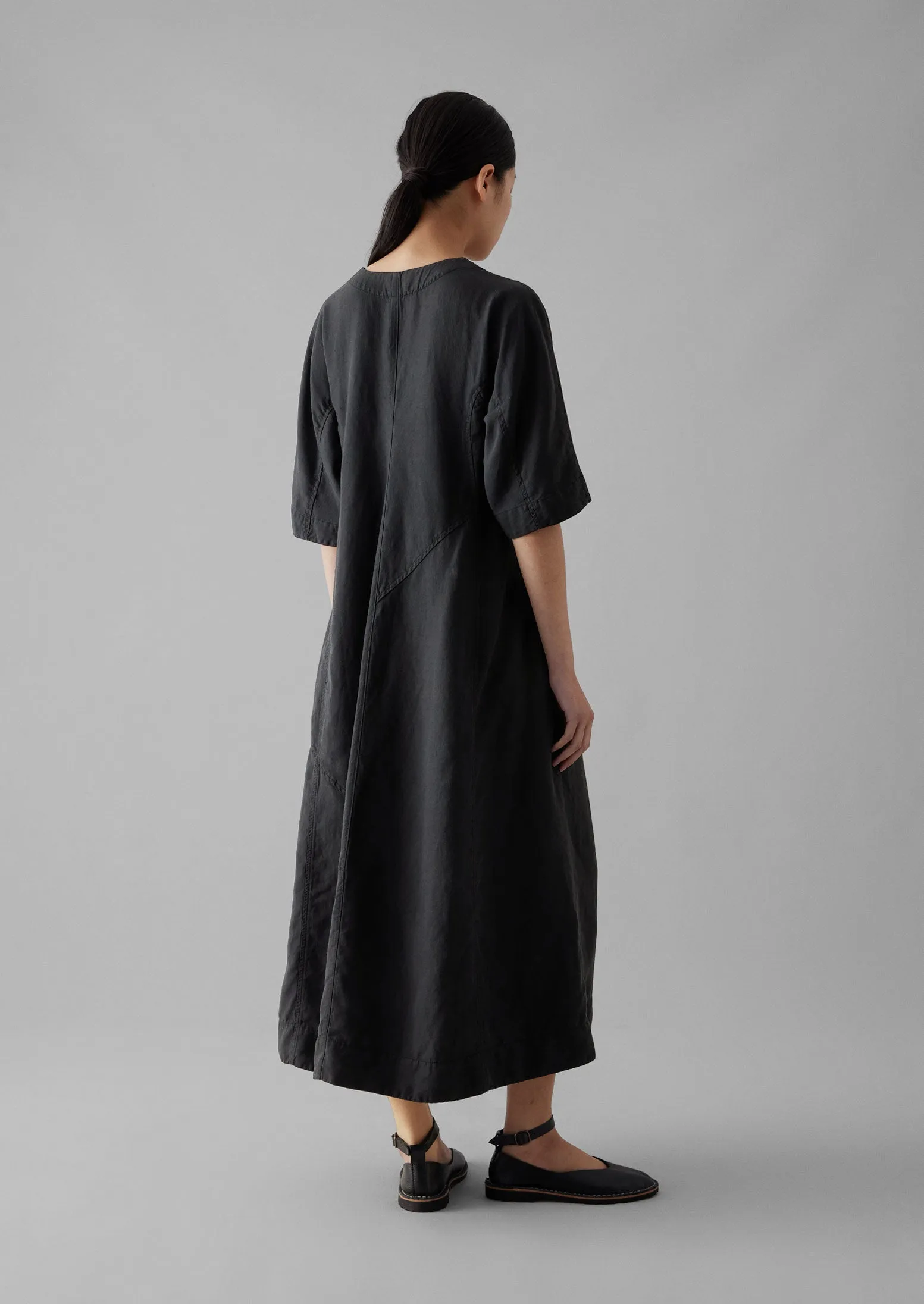 Lyocell Linen Herringbone Panel Dress | Basalt sold by TOAST product image thumbnail 4