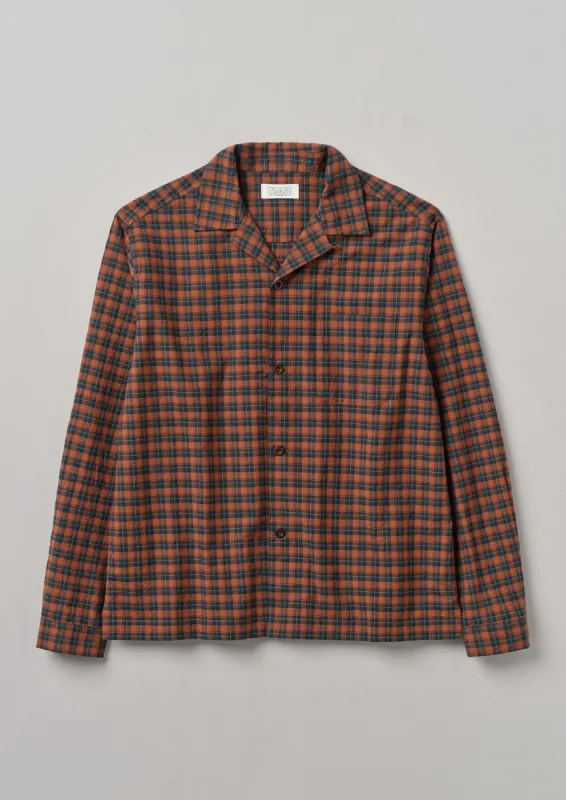 Camp Collar Check Wool Cotton Shirt | Ochre/Acid Green sold by TOAST