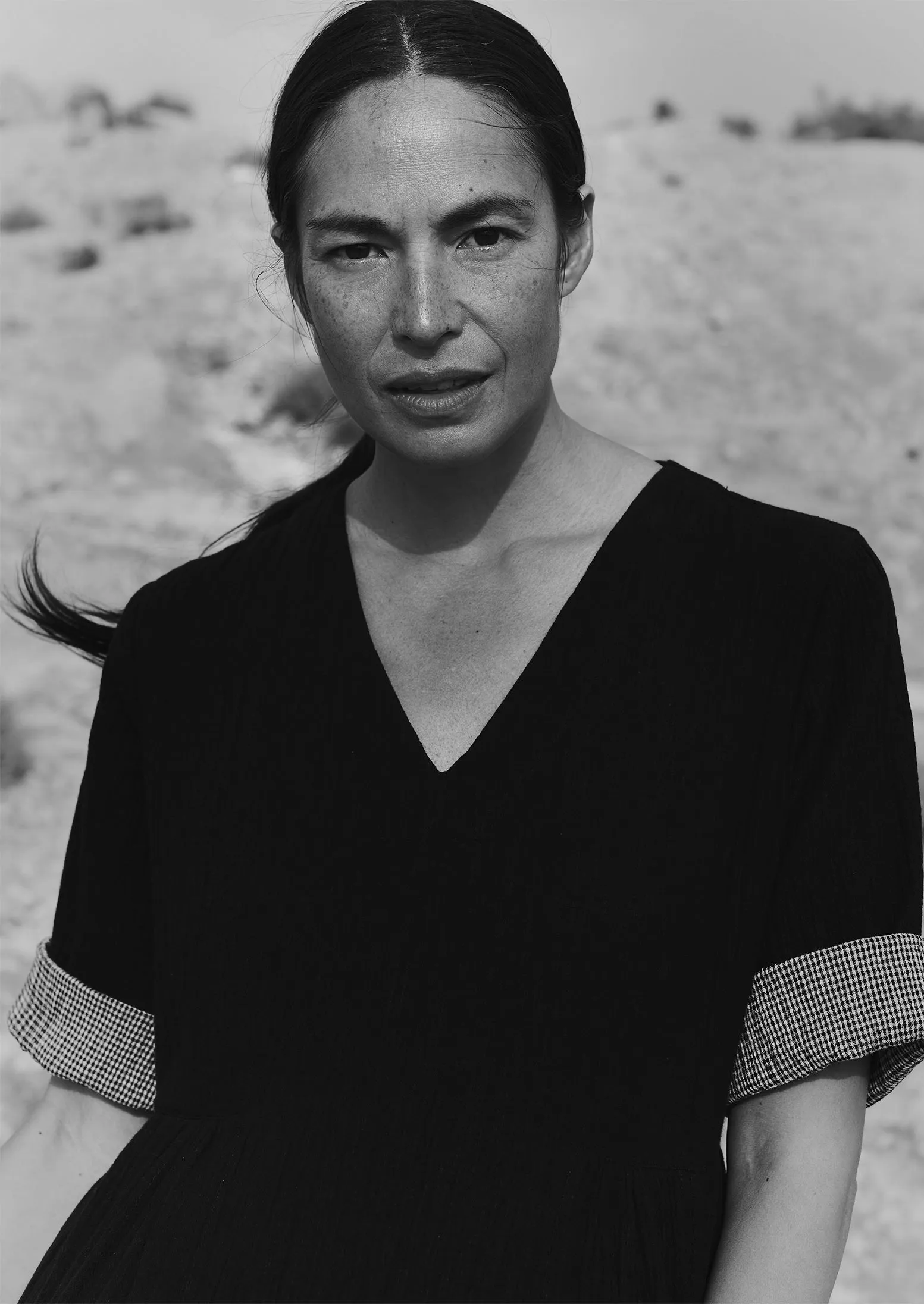 Crinkled Cotton V-Neck Dress | Black sold by TOAST product image thumbnail 3