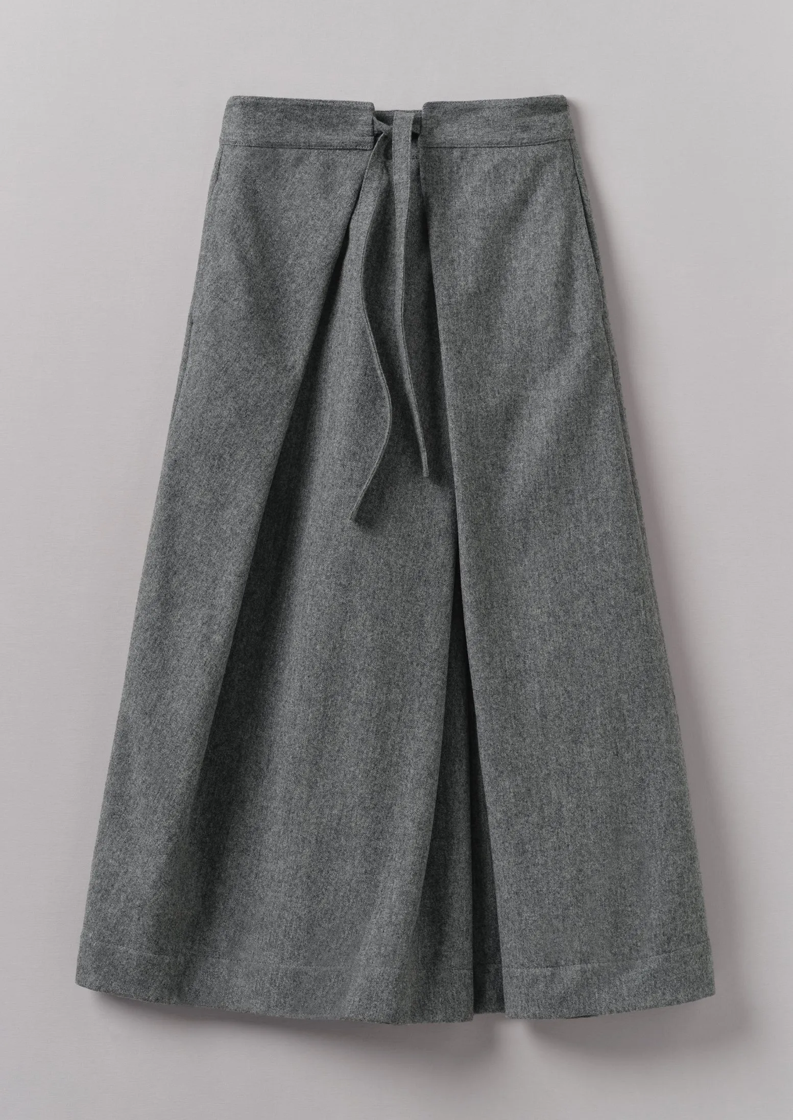 Wool Flannel Tie Front Culottes | Grey Melange | Parallel