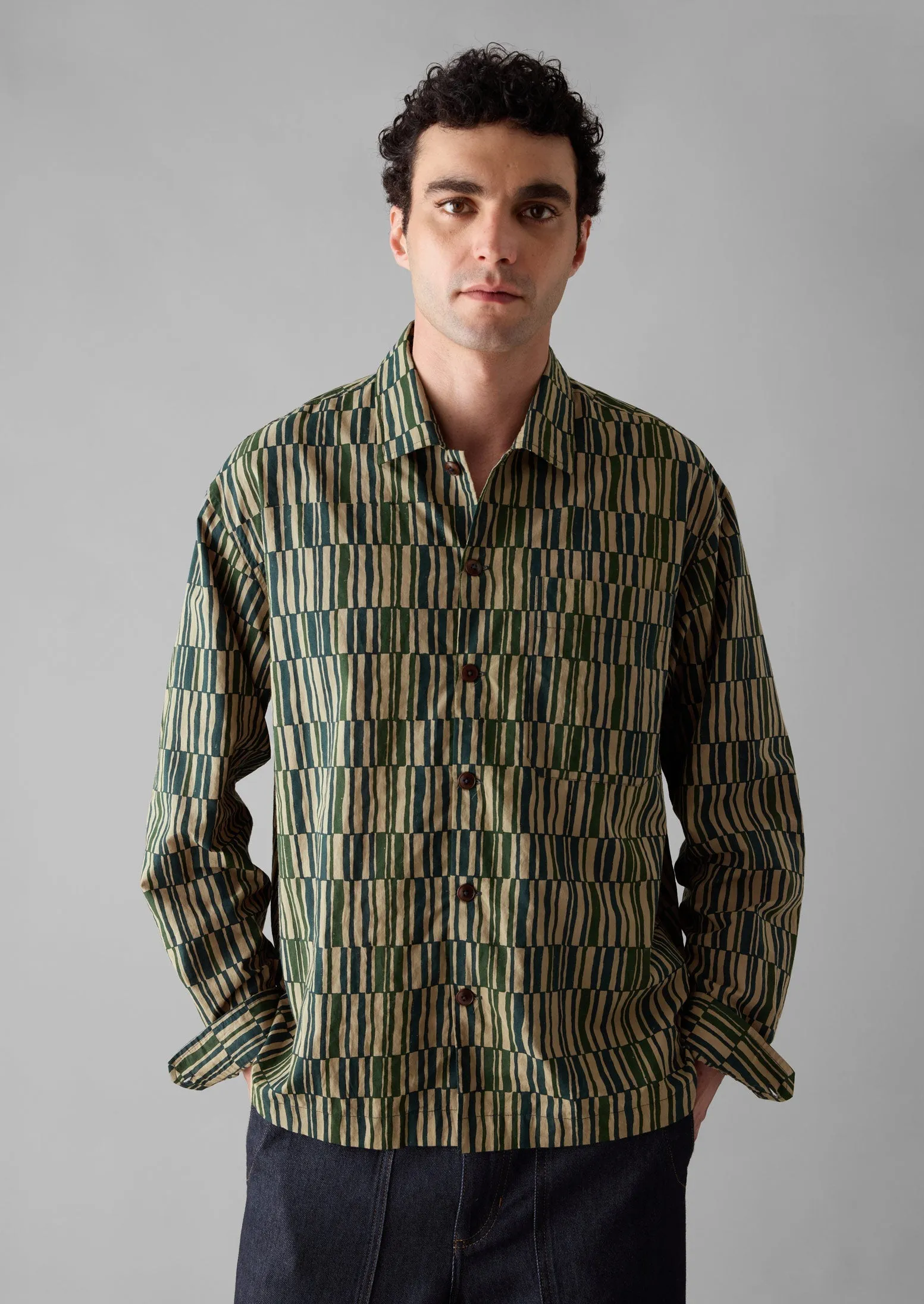 Block Print Camp Collar Shirt | Golden Sand sold by TOAST product image thumbnail 5