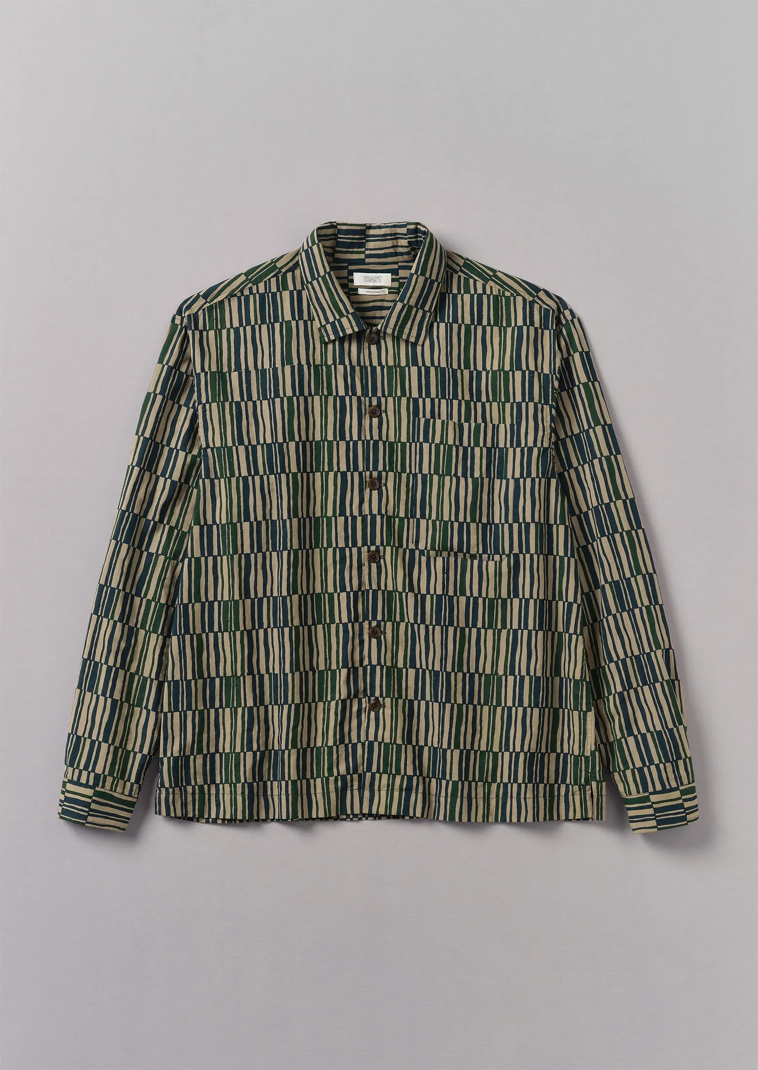 Block Print Irregular Check Shirt | Golden Sand sold by TOAST