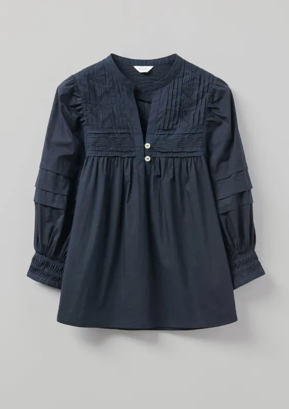 Pintuck Cotton Top | Slate Blue sold by TOAST