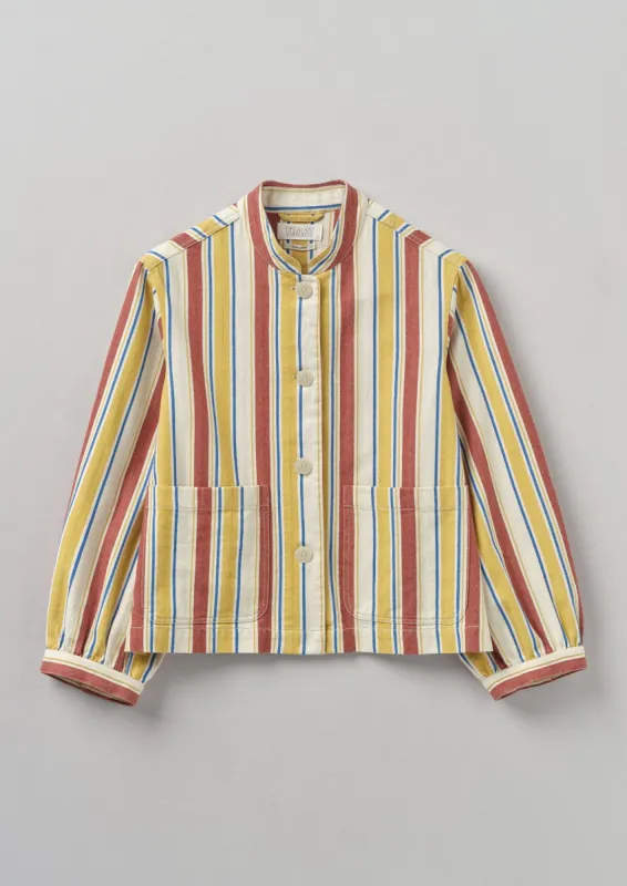 Bold Stripe Cotton Workwear Jacket | Brown/Ecru made by TOAST