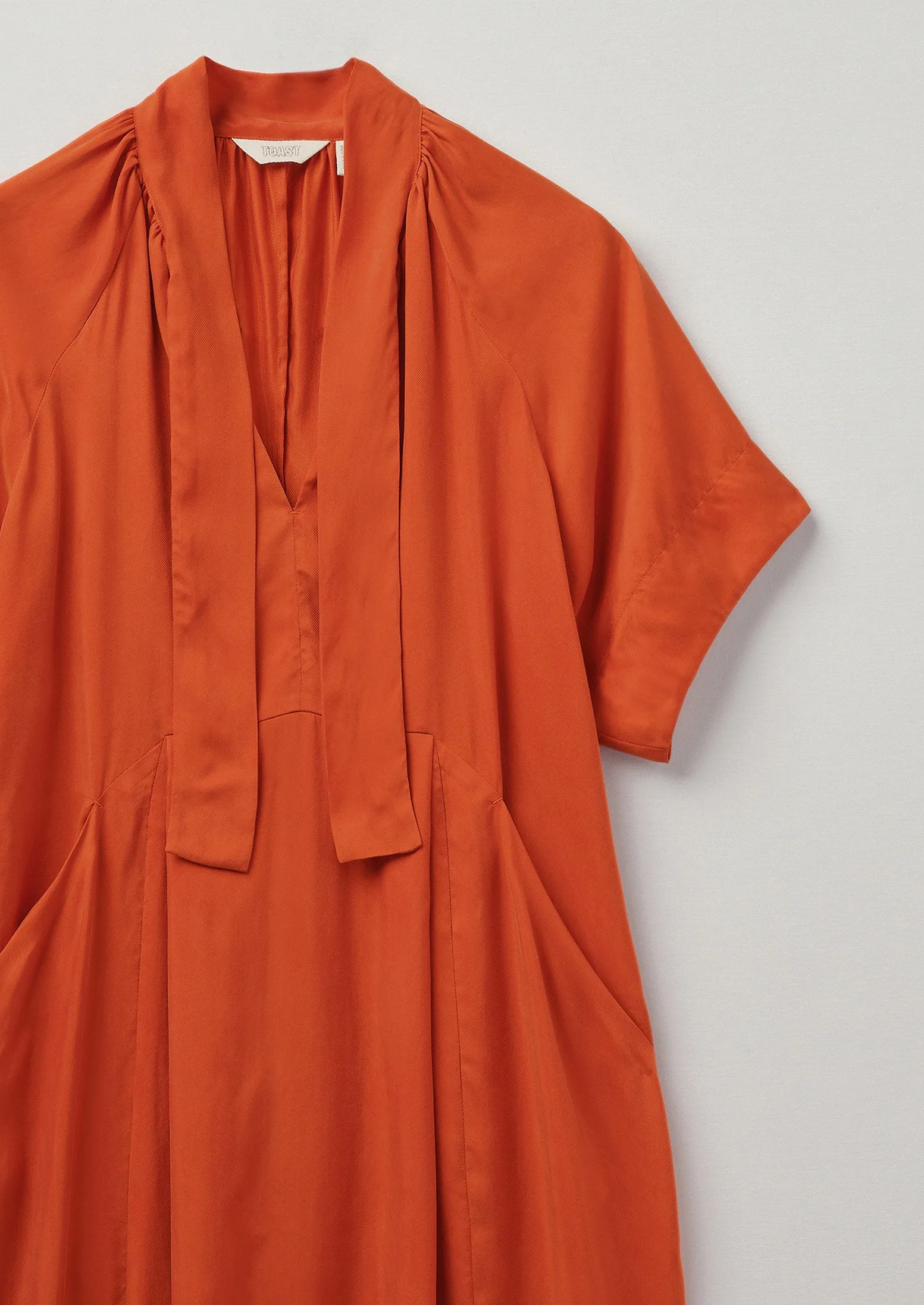 Tie Neck Fluid Twill Dress | Nasturtium sold by TOAST product image thumbnail 4