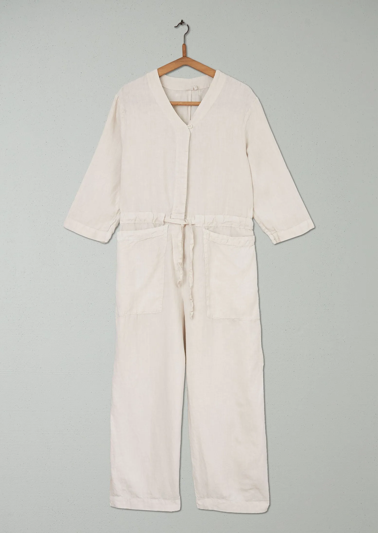 Reworn Linen Jumpsuit Size S (271) | Parchment sold by TOAST