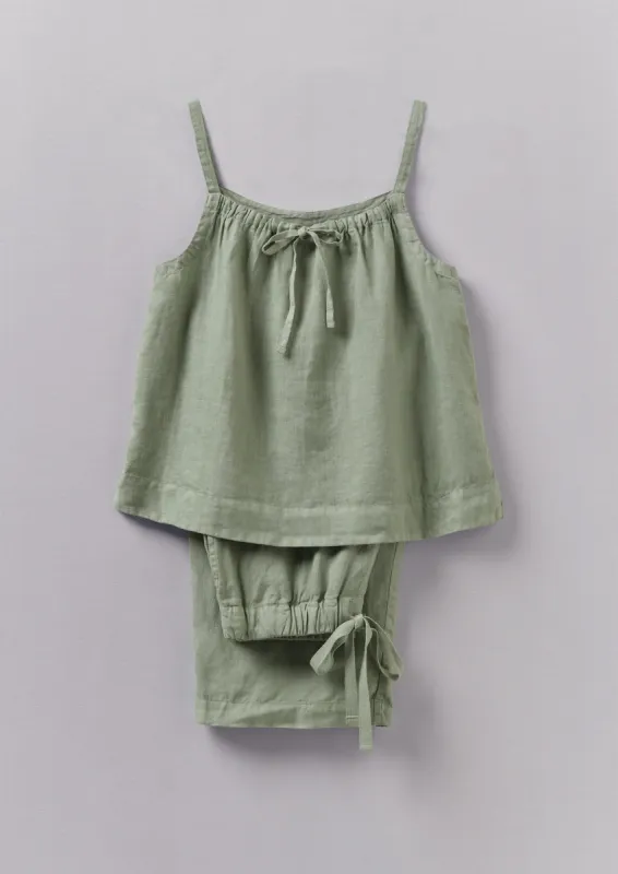 Garment Dyed Lightweight Linen Pyjamas | Sage sold by TOAST