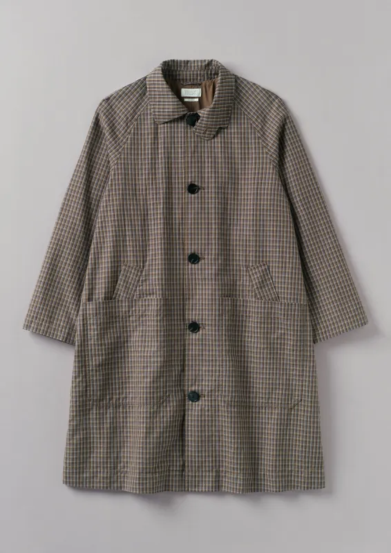 Box Pleat Cotton Linen Trench | Blue/Brown sold by TOAST