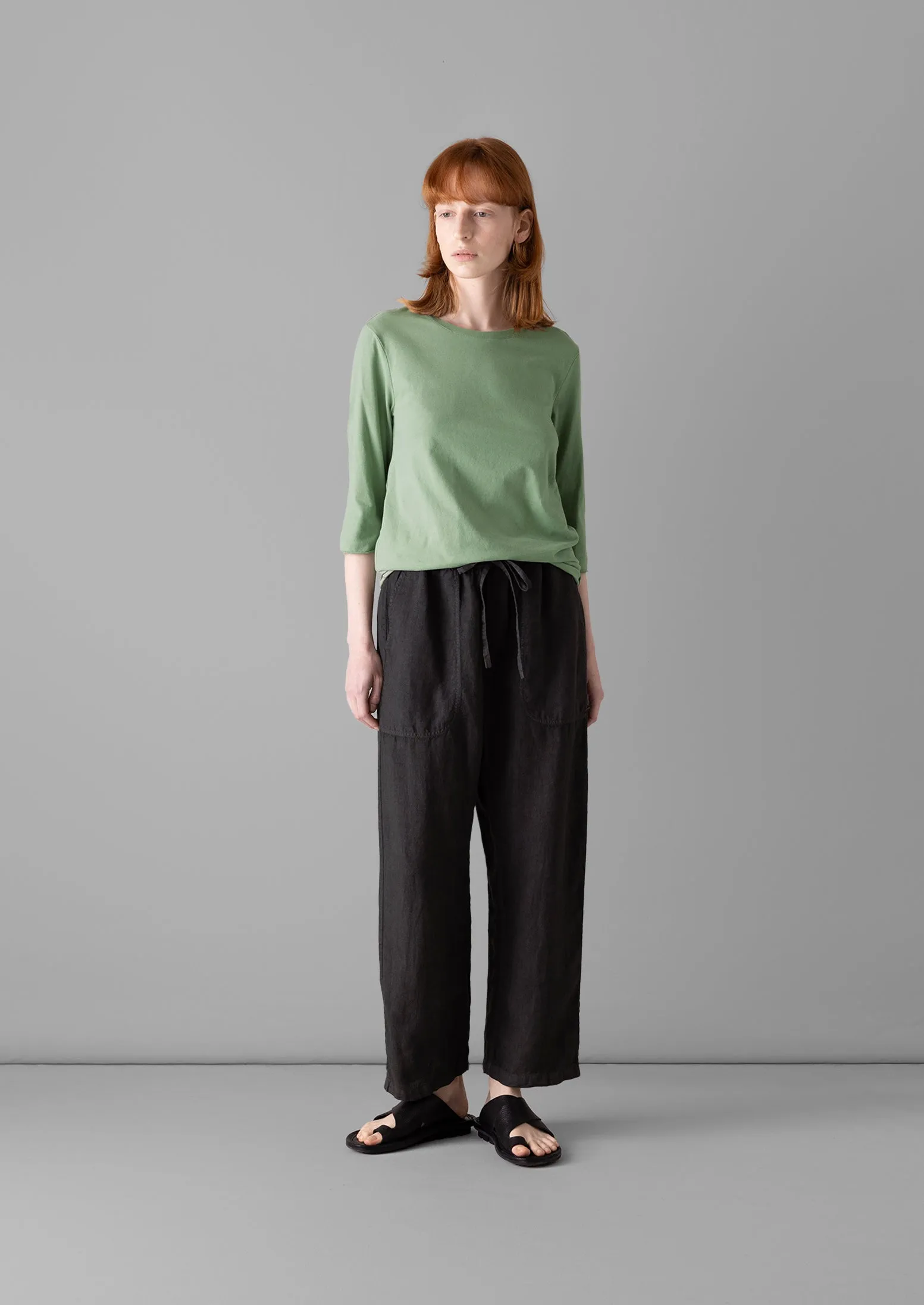 Panelled Garment Dyed Linen Trousers | Black Coffee sold by TOAST product image thumbnail 2
