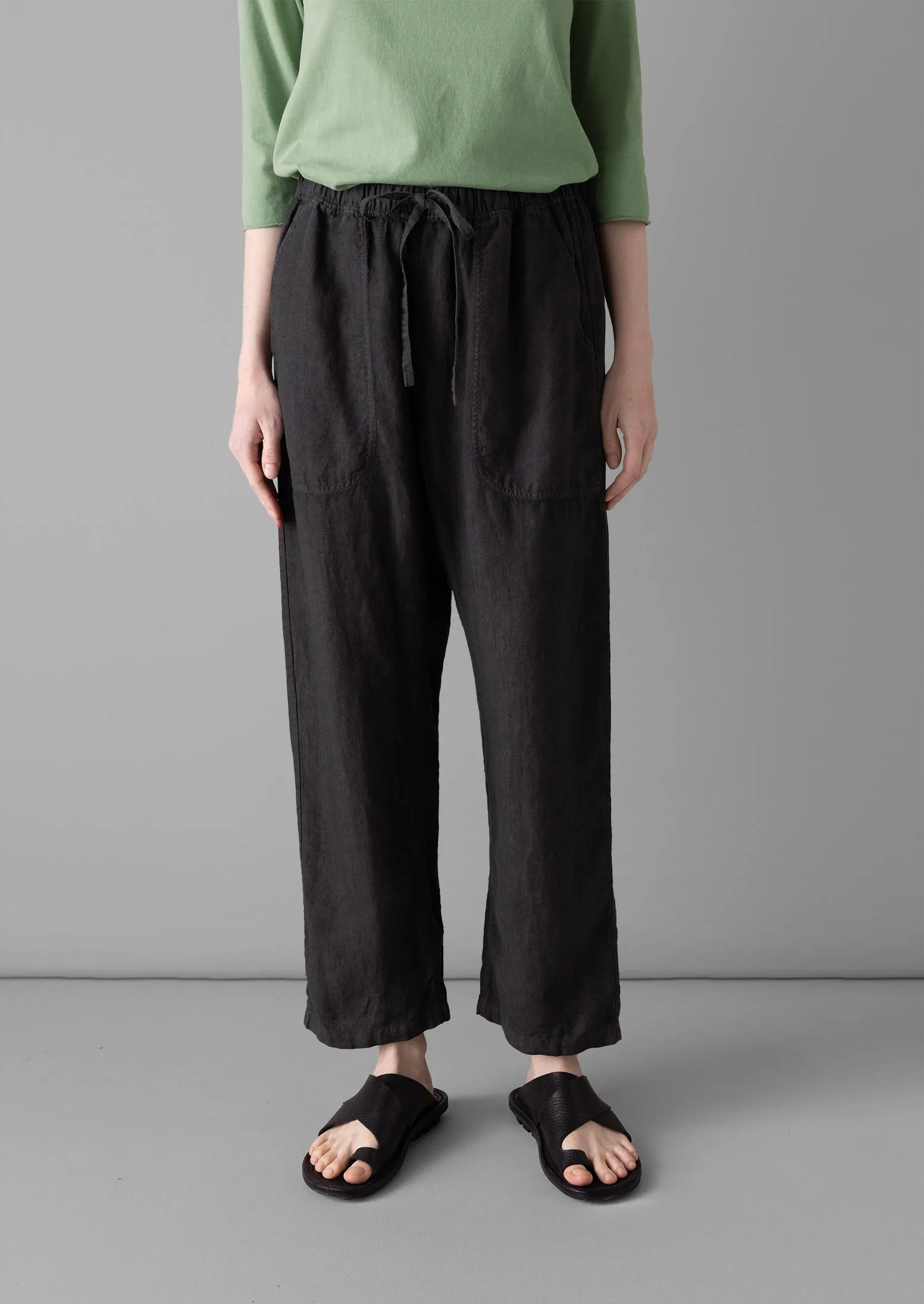 Panelled Garment Dyed Linen Trousers | Black Coffee sold by TOAST product image thumbnail 3