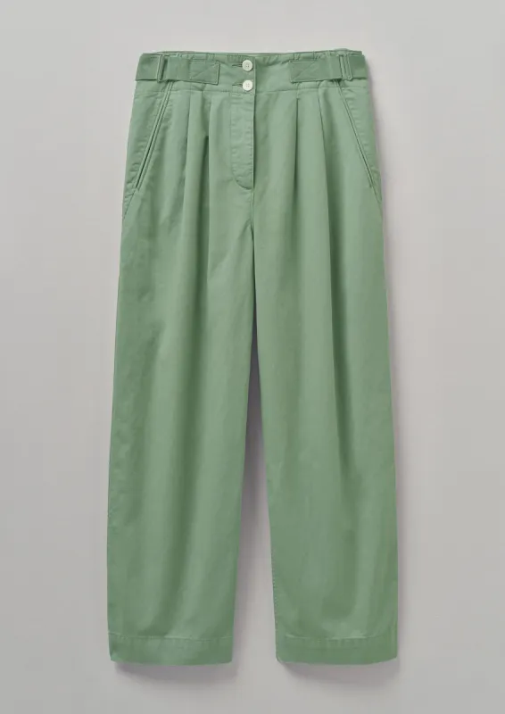 Side Tab Cotton Linen Twill Trousers | Herb sold by TOAST