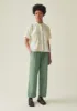 Side Tab Cotton Linen Twill Trousers | Herb sold by TOAST