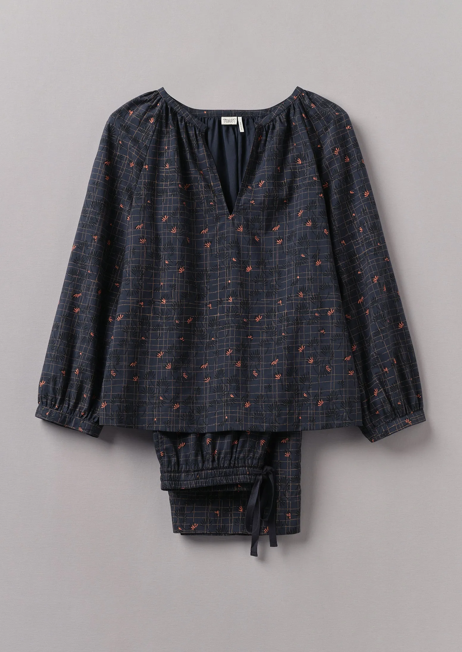 Trellis Floral Block Print Pyjamas | Blueberry sold by TOAST