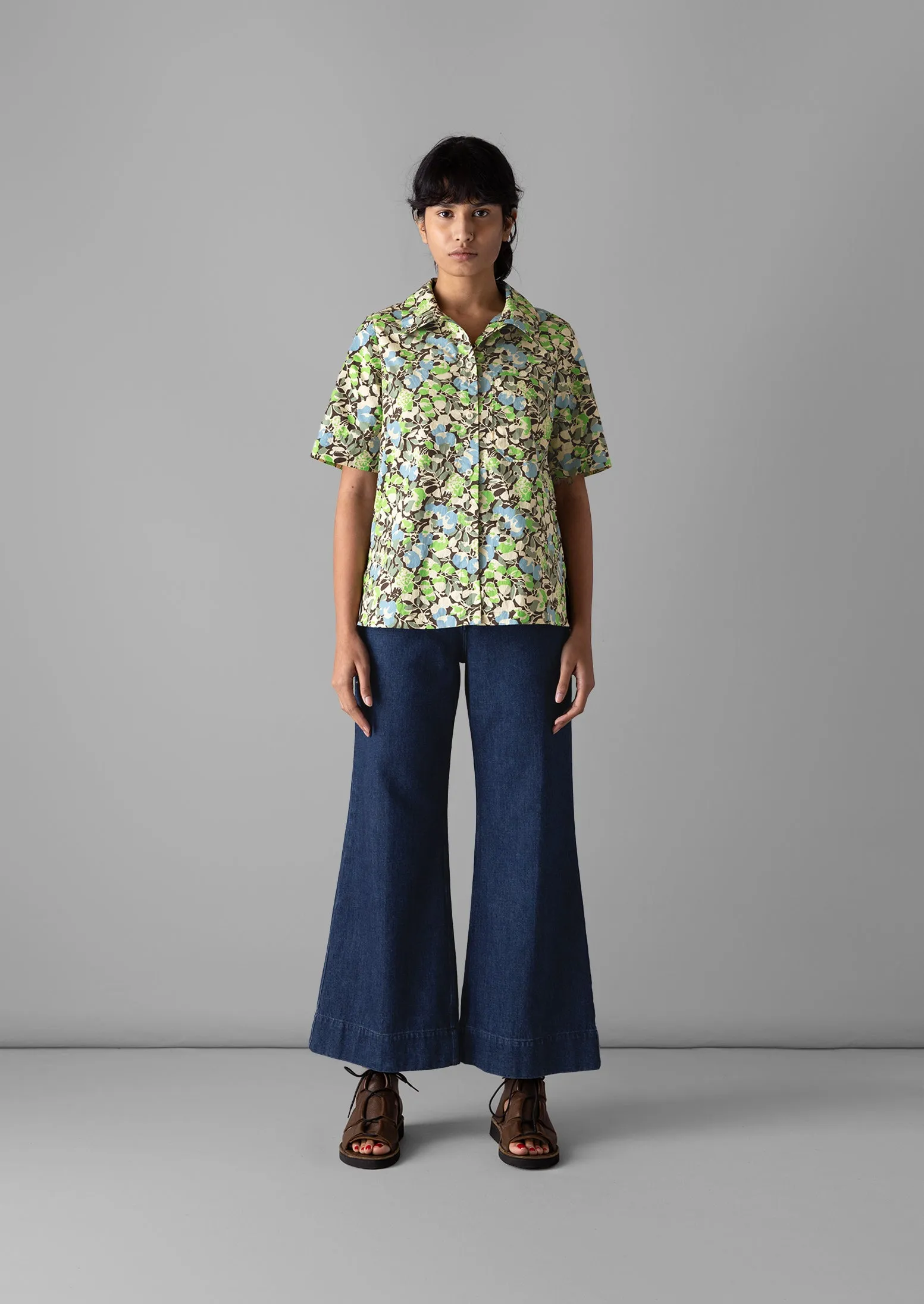 Hedgerow Print Poplin Shirt | Acid Green sold by TOAST product image thumbnail 4