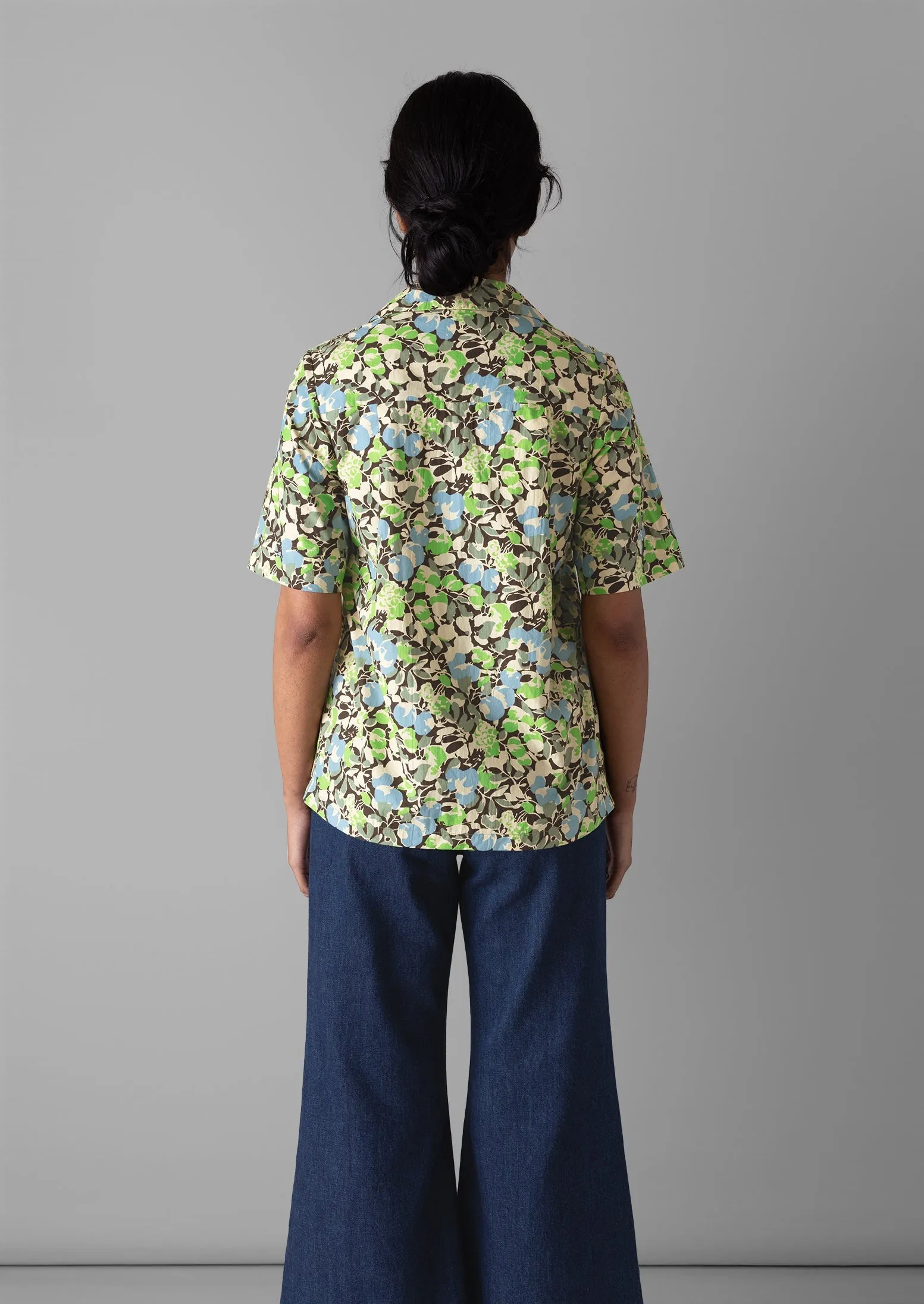 Hedgerow Print Poplin Shirt | Acid Green sold by TOAST product image thumbnail 5